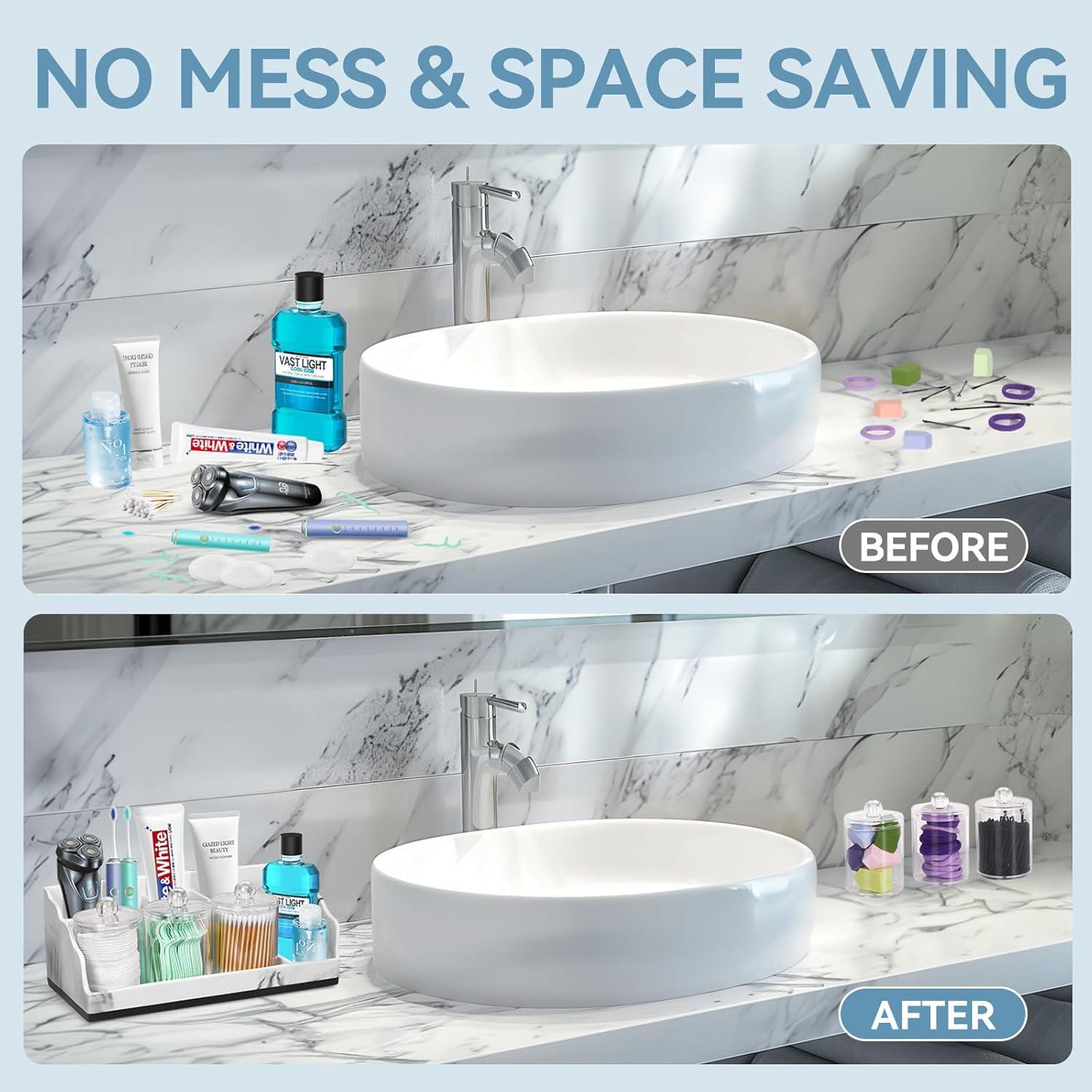 Organizador de Baño TuCao de Mármol con 3 Soportes Blanco