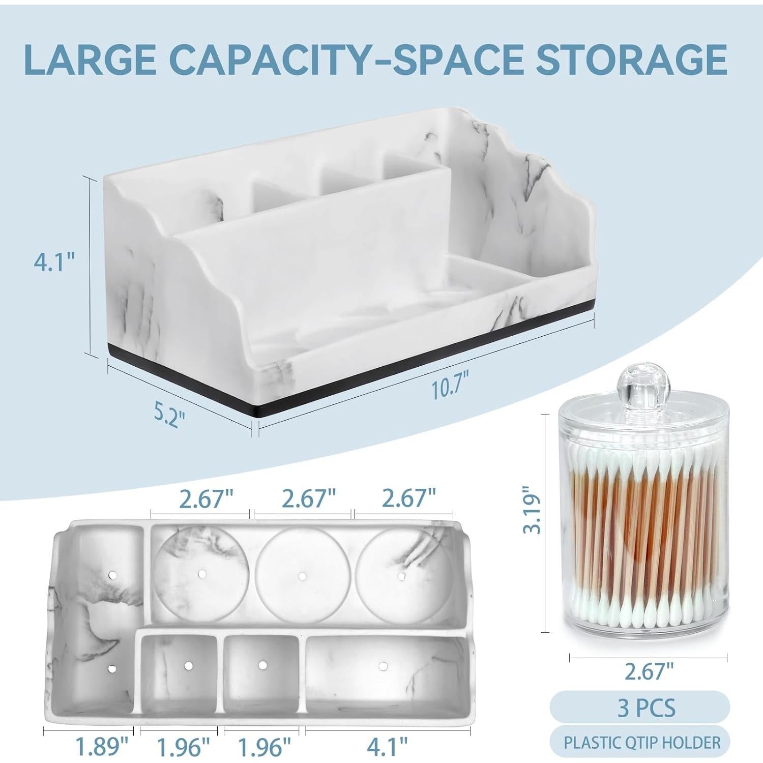 Organizador de Baño TuCao de Mármol con 3 Soportes Blanco