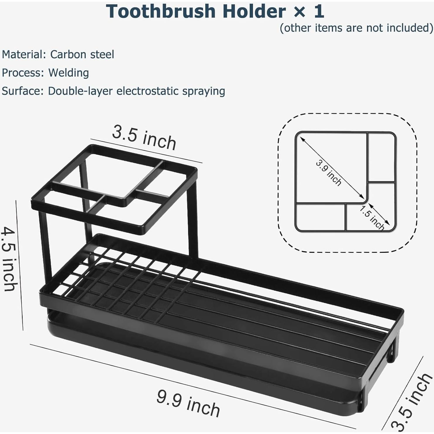 Soporte para Cepillos de Dientes MYITYARD Negro 4 Compartimentos