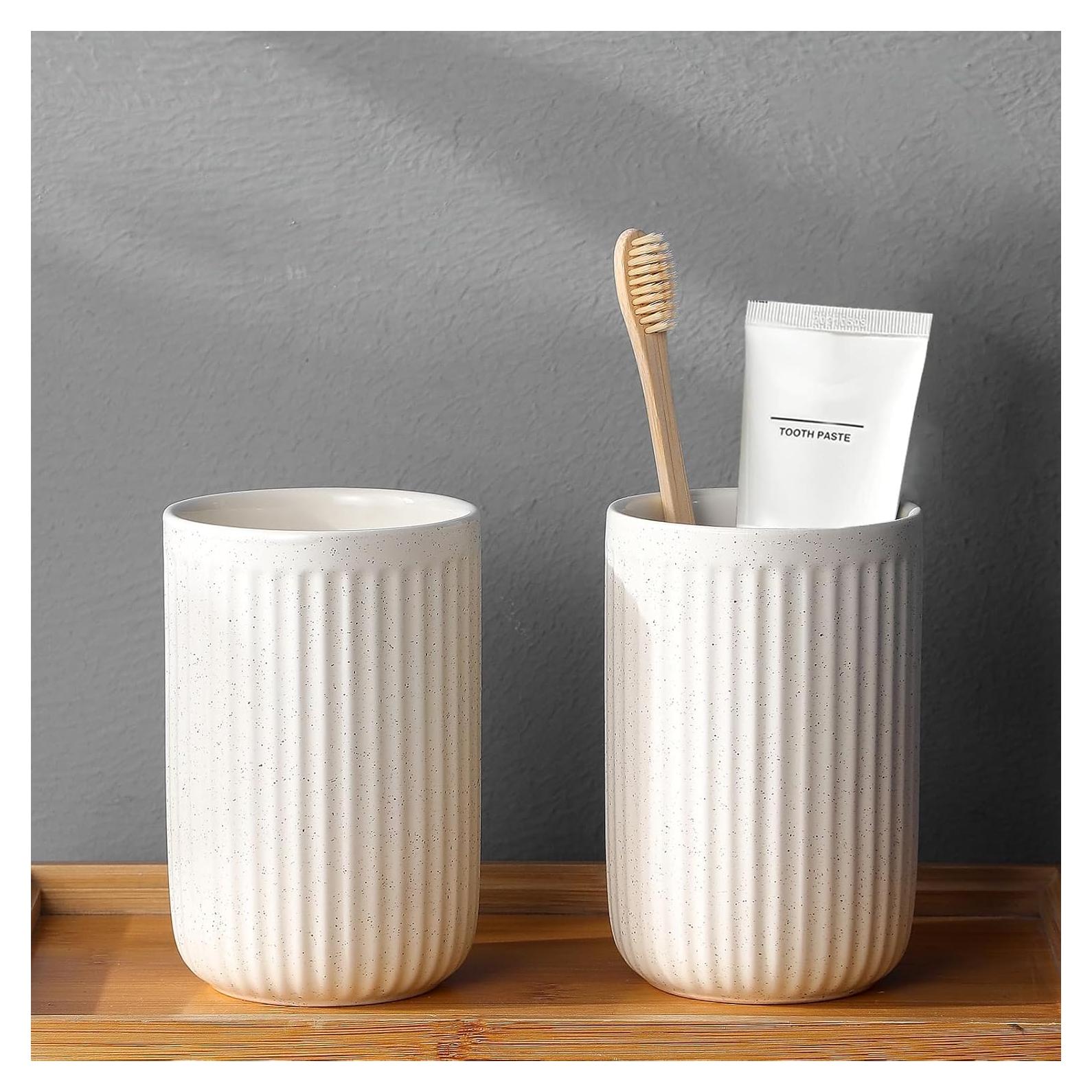 Soportes para Cepillos de Dientes BSDISP Beige - 2 Piezas Cerámica