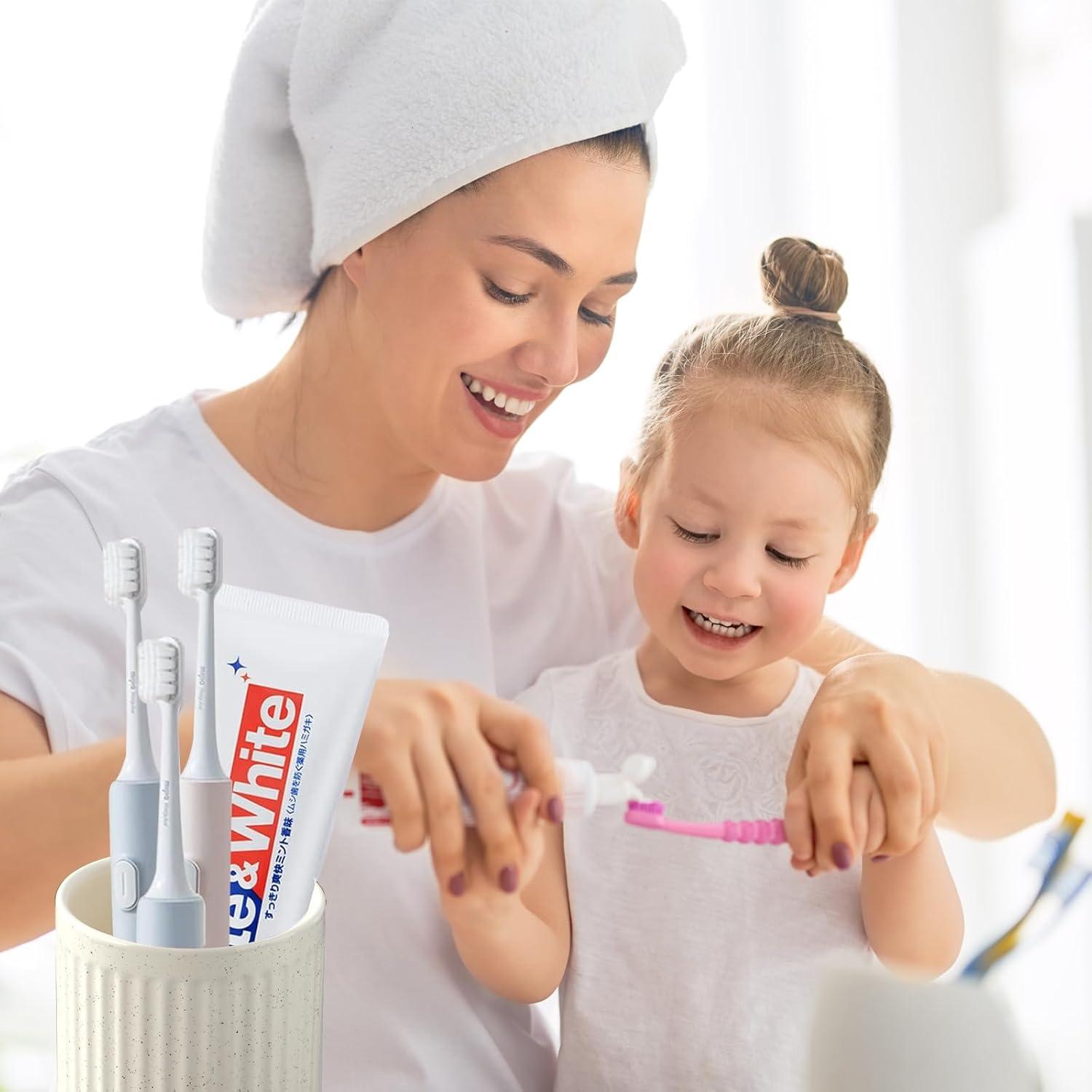 Soportes para Cepillos de Dientes BSDISP Beige - 2 Piezas Cerámica