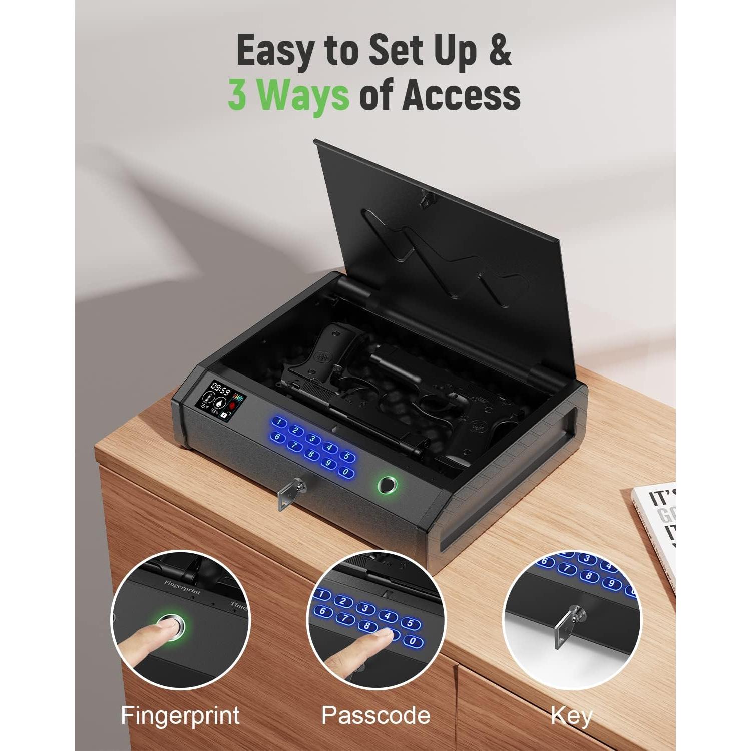 Caja Fuerte Biométrica HOLEWOR para 2 Pistolas con LCD