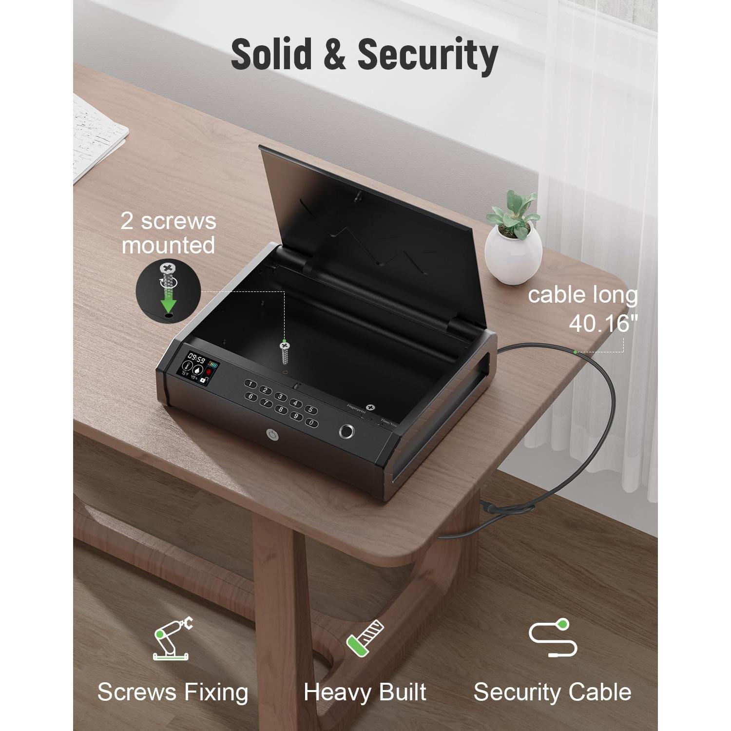 Caja Fuerte Biométrica HOLEWOR para 2 Pistolas con LCD