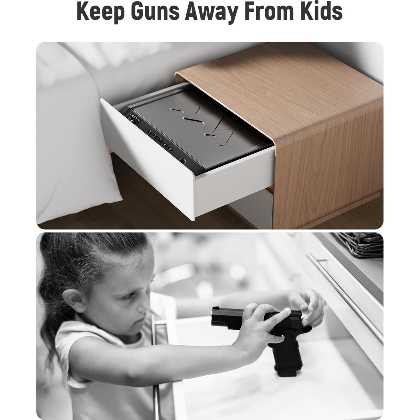 Caja Fuerte Biométrica HOLEWOR para 2 Pistolas con LCD