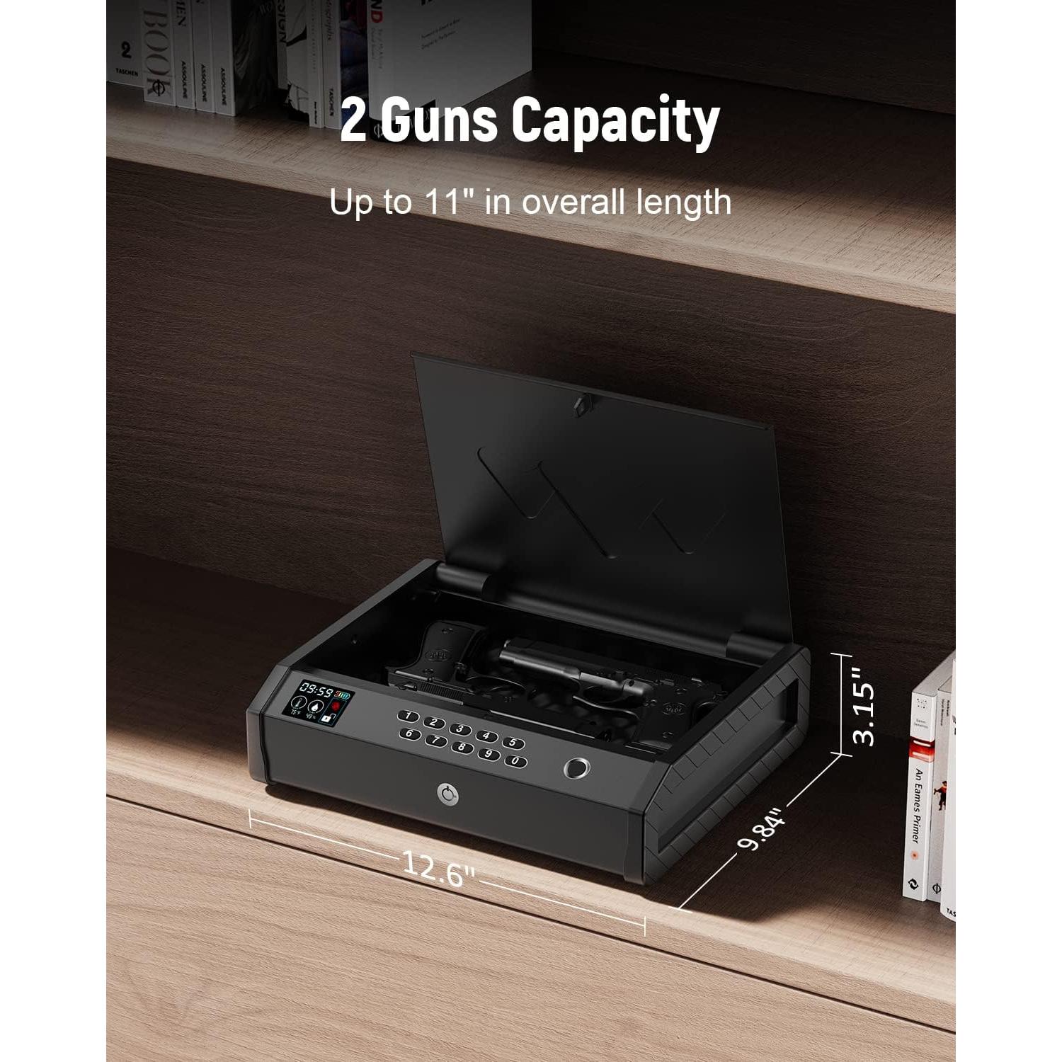 Caja Fuerte Biométrica HOLEWOR para 2 Pistolas con LCD