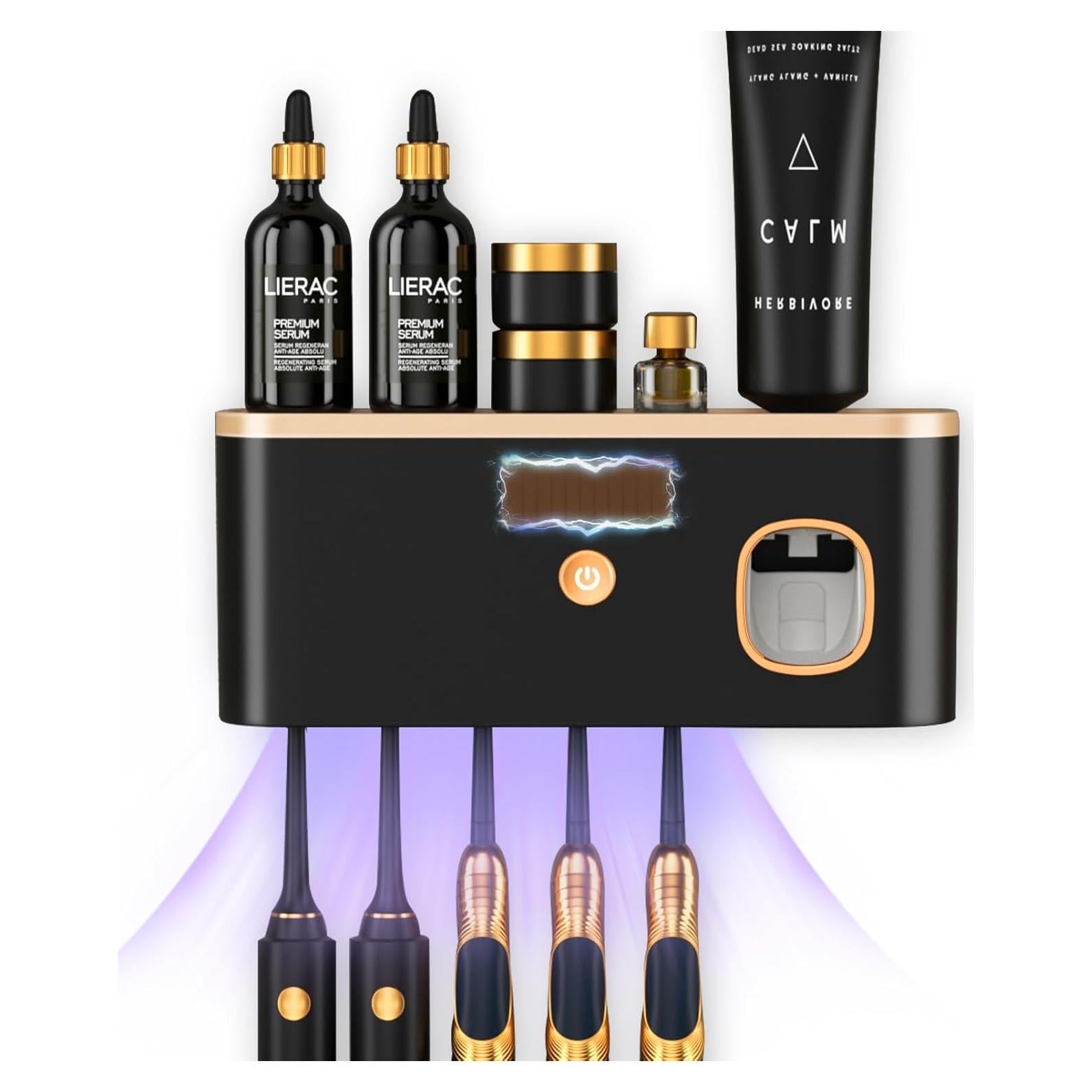 Soporte de Cepillos de Dientes CPOTAM Montado en Pared Negro