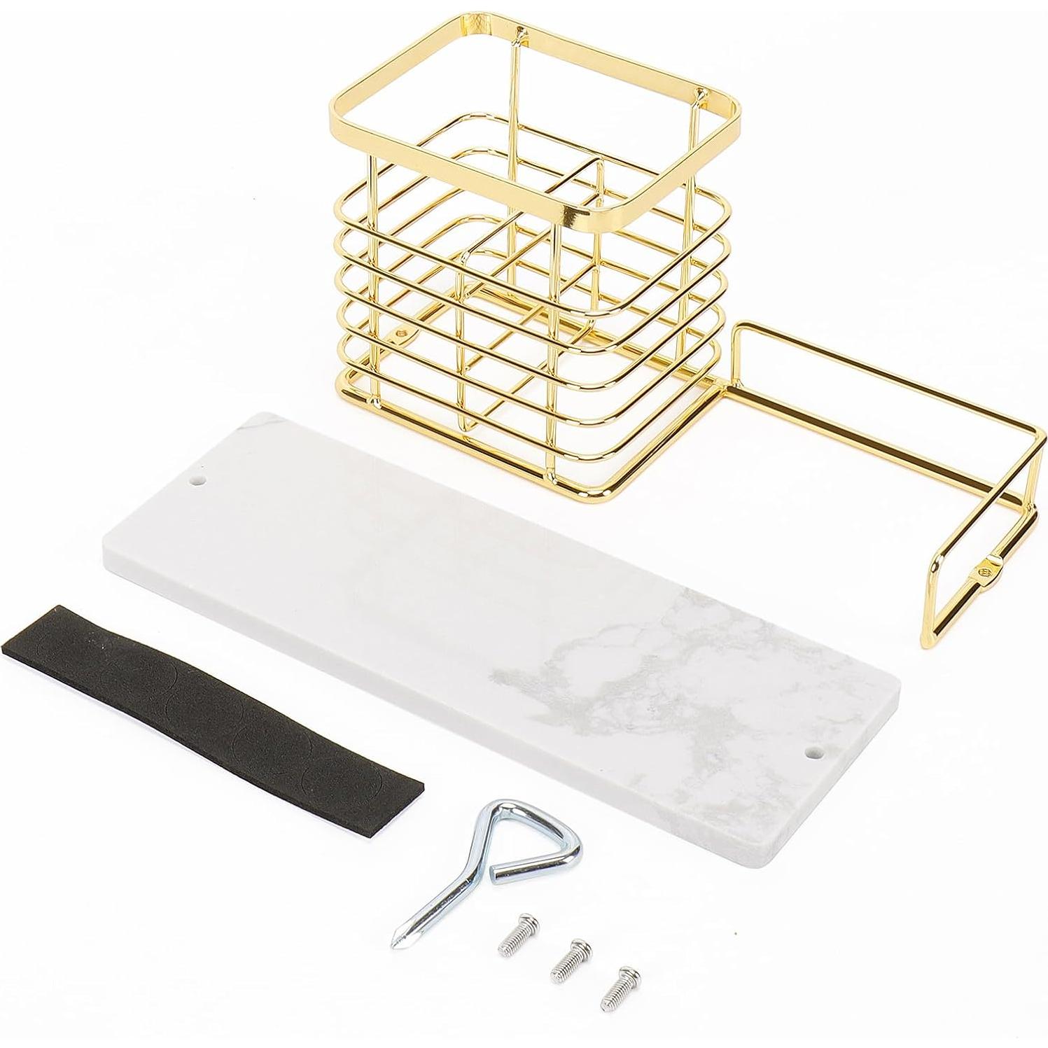 Soporte para Cepillos de Dientes HarJue Dorado de Mármol