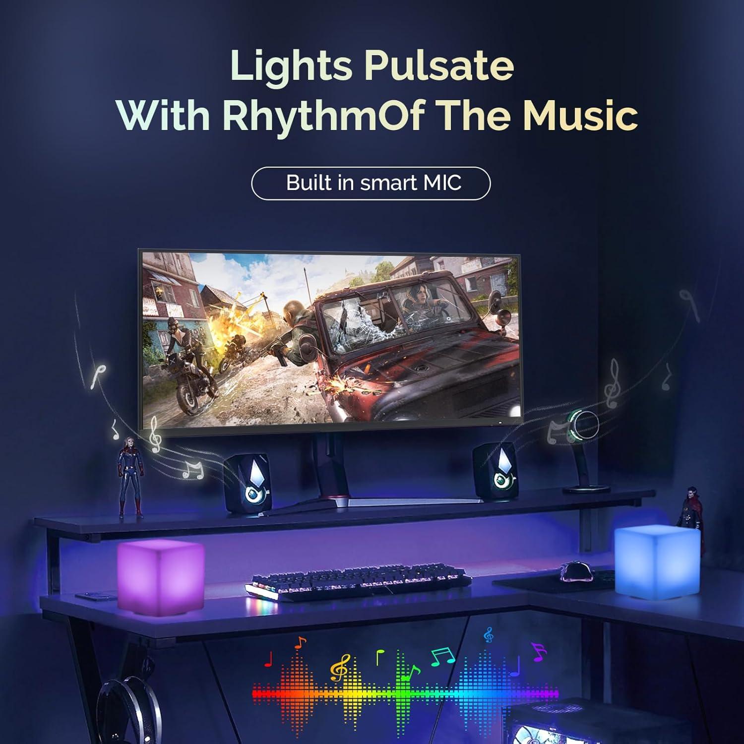 Lámpara LED Inteligente LOFTEK Smare Cube-02, Luz Regulable y Sincronización de Música