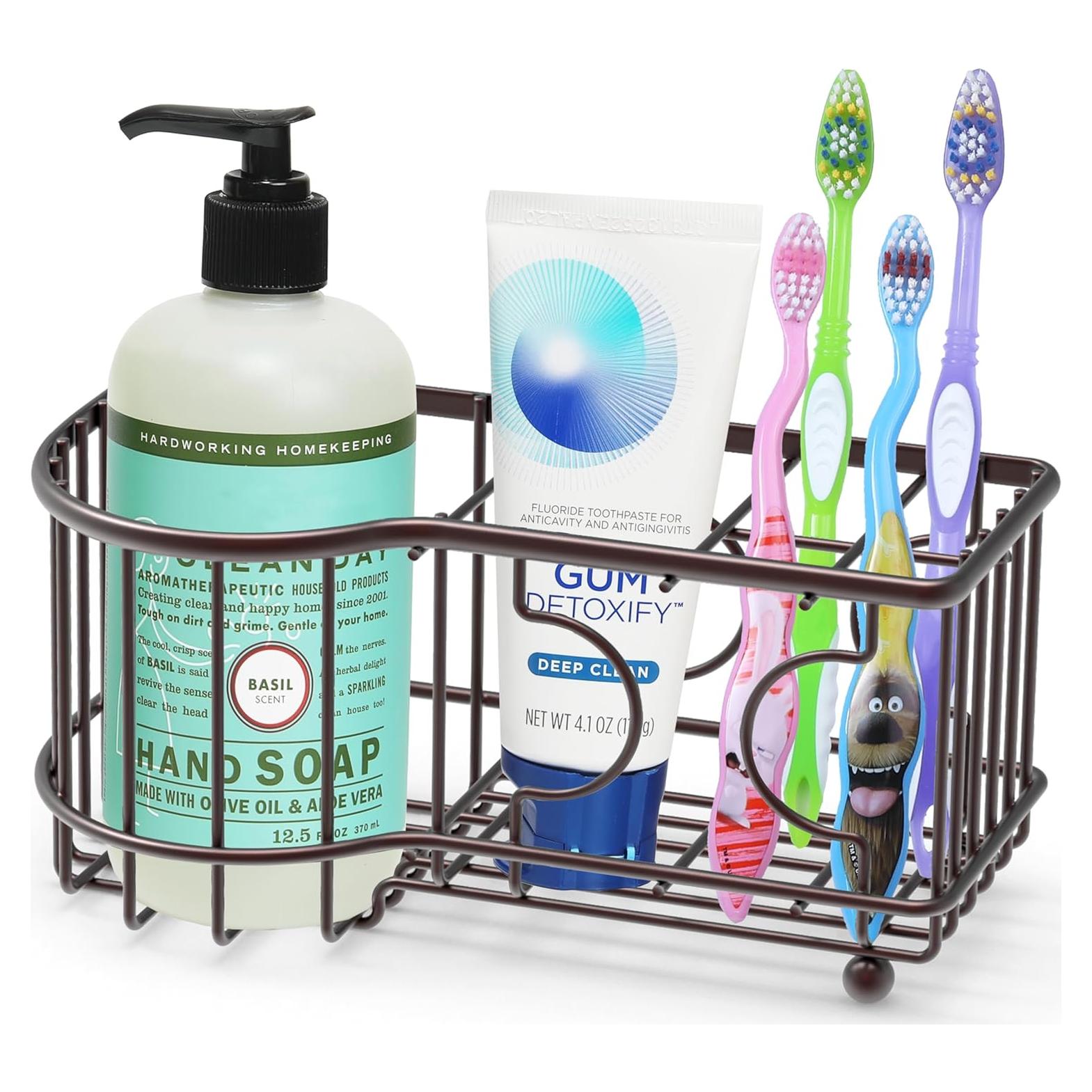 Soporte para Cepillos de Dientes Simple Houseware Bronce 6 Compartimentos