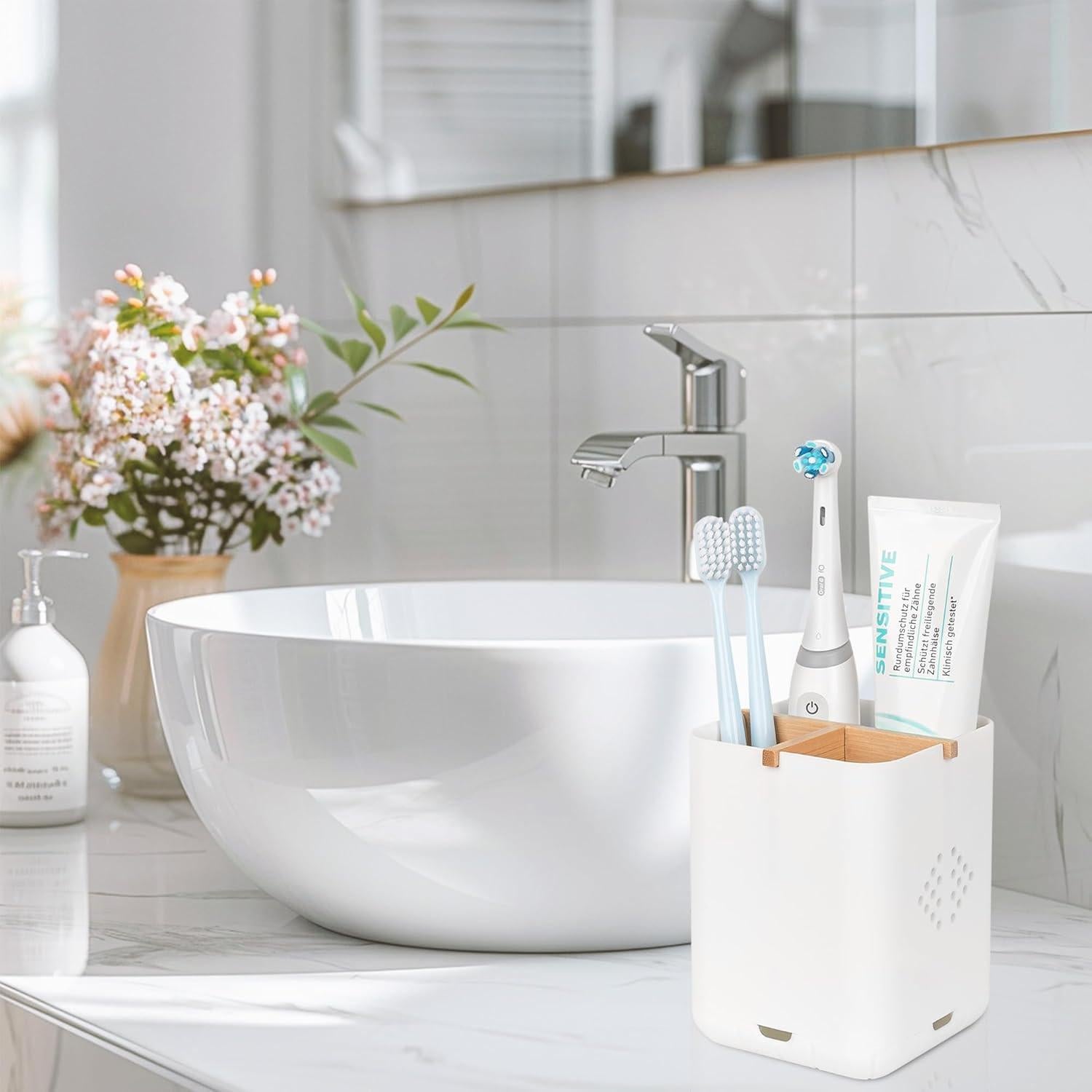 Soporte para Cepillos de Dientes Rejomiik Blanco 3 Compartimentos