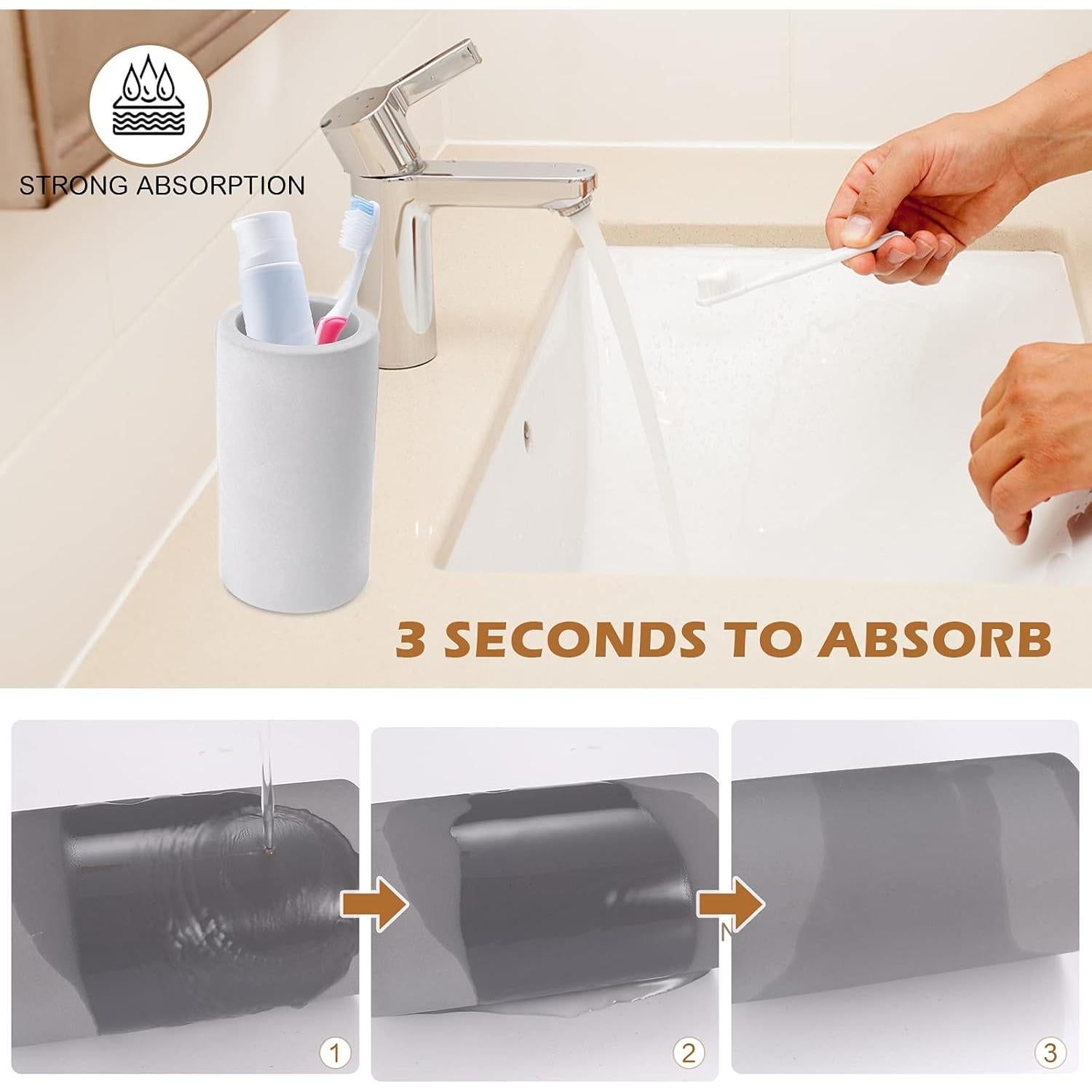 Soporte para Cepillos de Dientes BOJDOPIE Diatomea Gris Claro