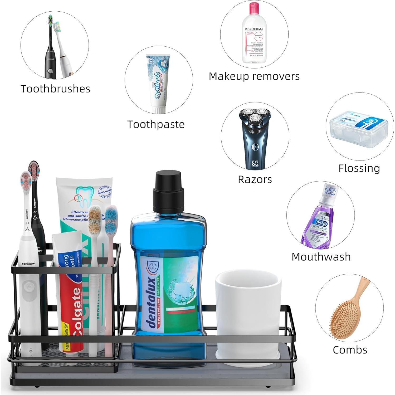 Soporte para Cepillos de Dientes Moforoco Negro 5 Compartimentos