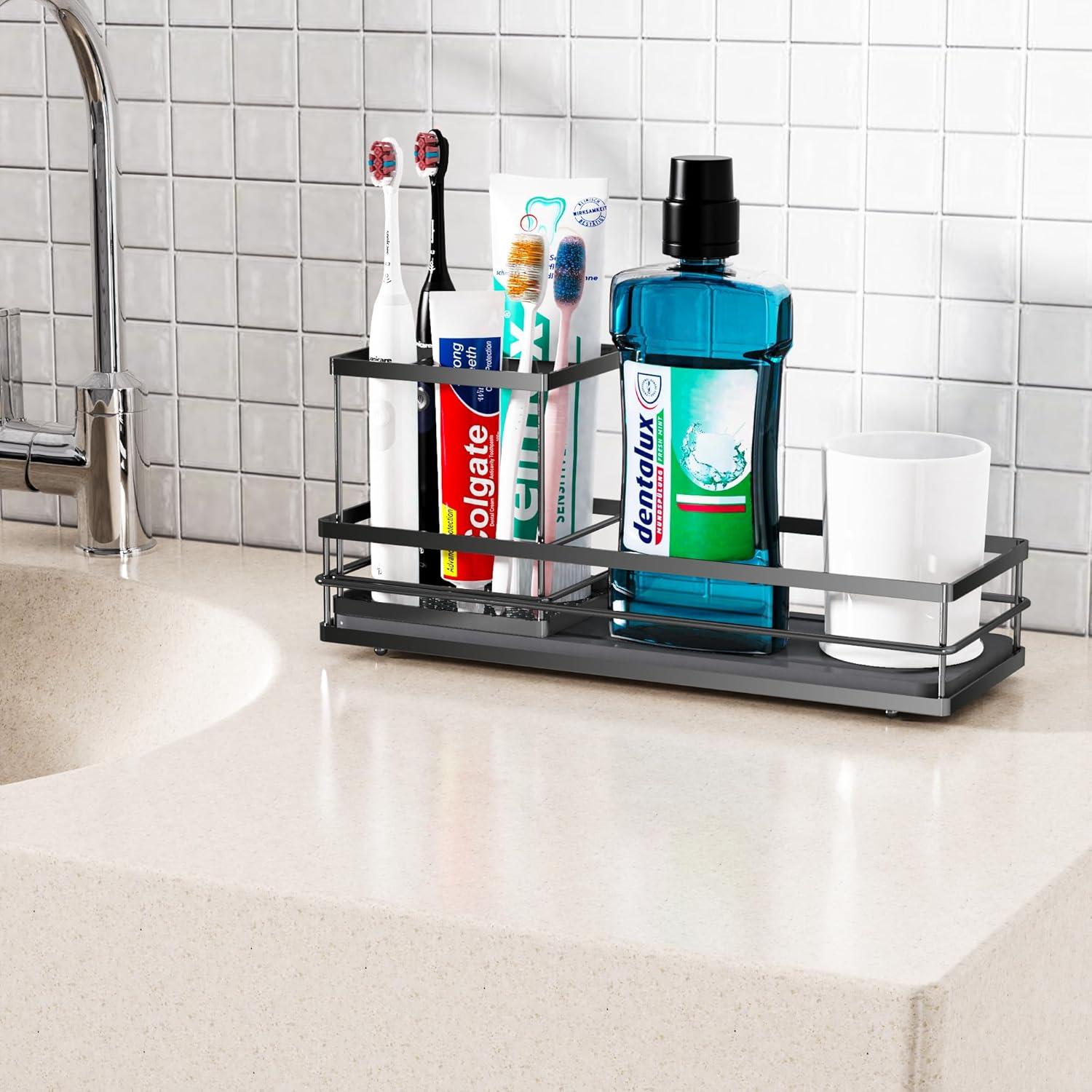 Soporte para Cepillos de Dientes Moforoco Negro 5 Compartimentos