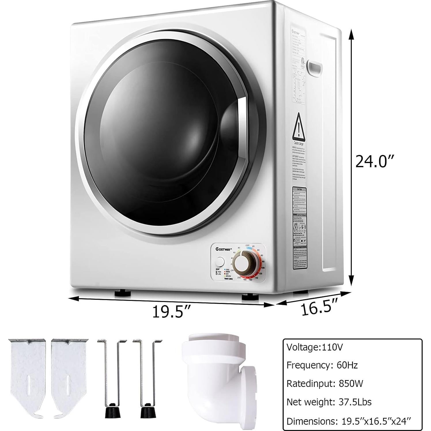 Secadora de Ropa Eléctrica COSTWAY GYJ25-78 4 Modos 16.9 kg