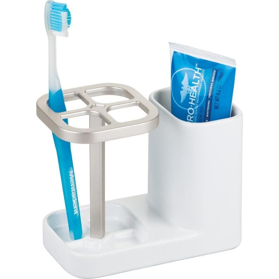 Soporte de Cepillos de Dientes iDesign Sedona Cerámica Blanco