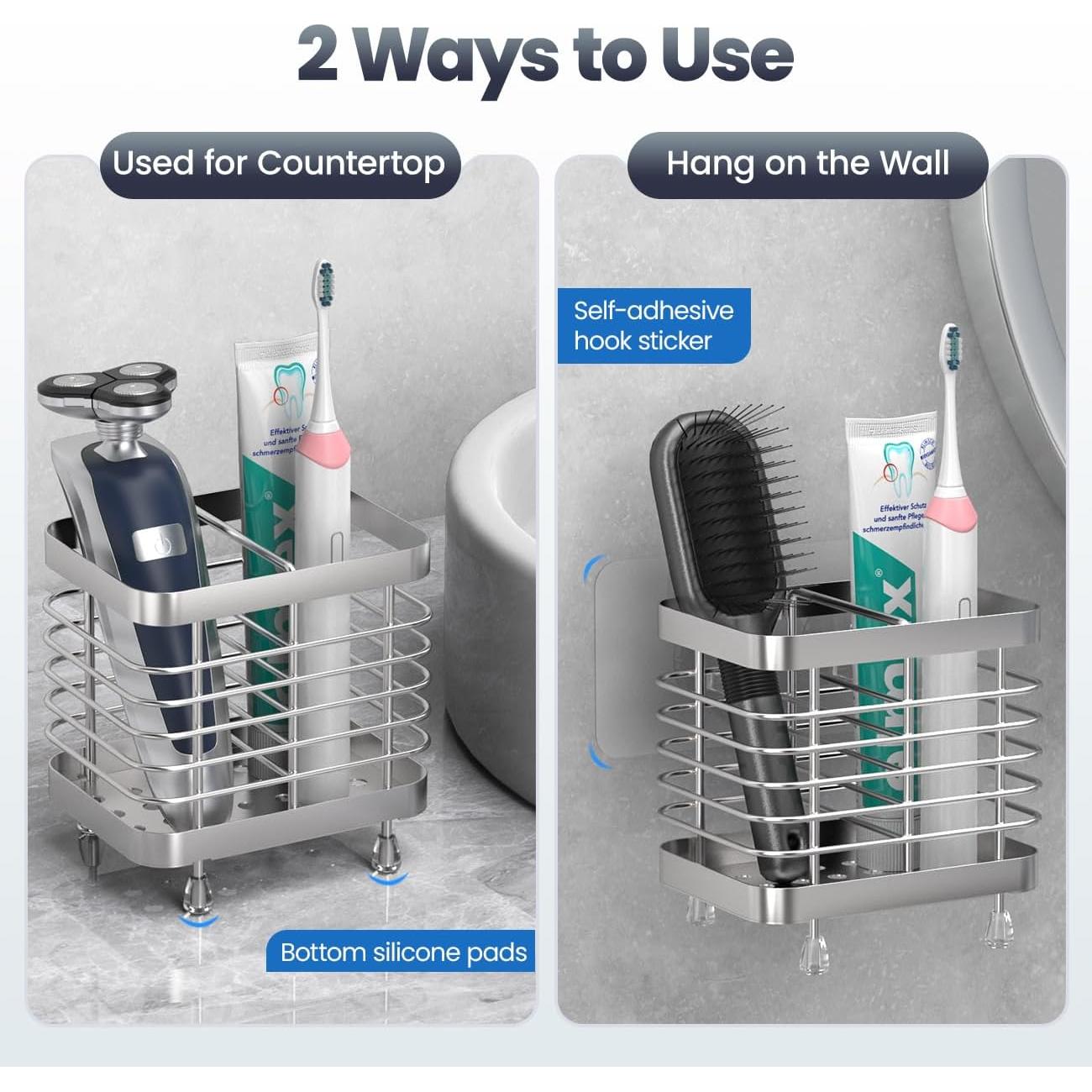 Soporte de Cepillos de Dientes Luxspire Acero Inoxidable 2 Ranuras