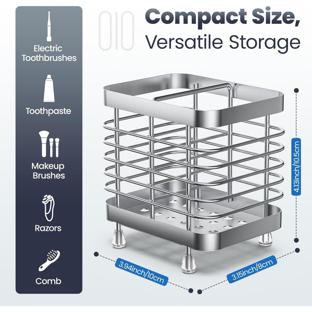 Soporte de Cepillos de Dientes Luxspire Acero Inoxidable 2 Ranuras