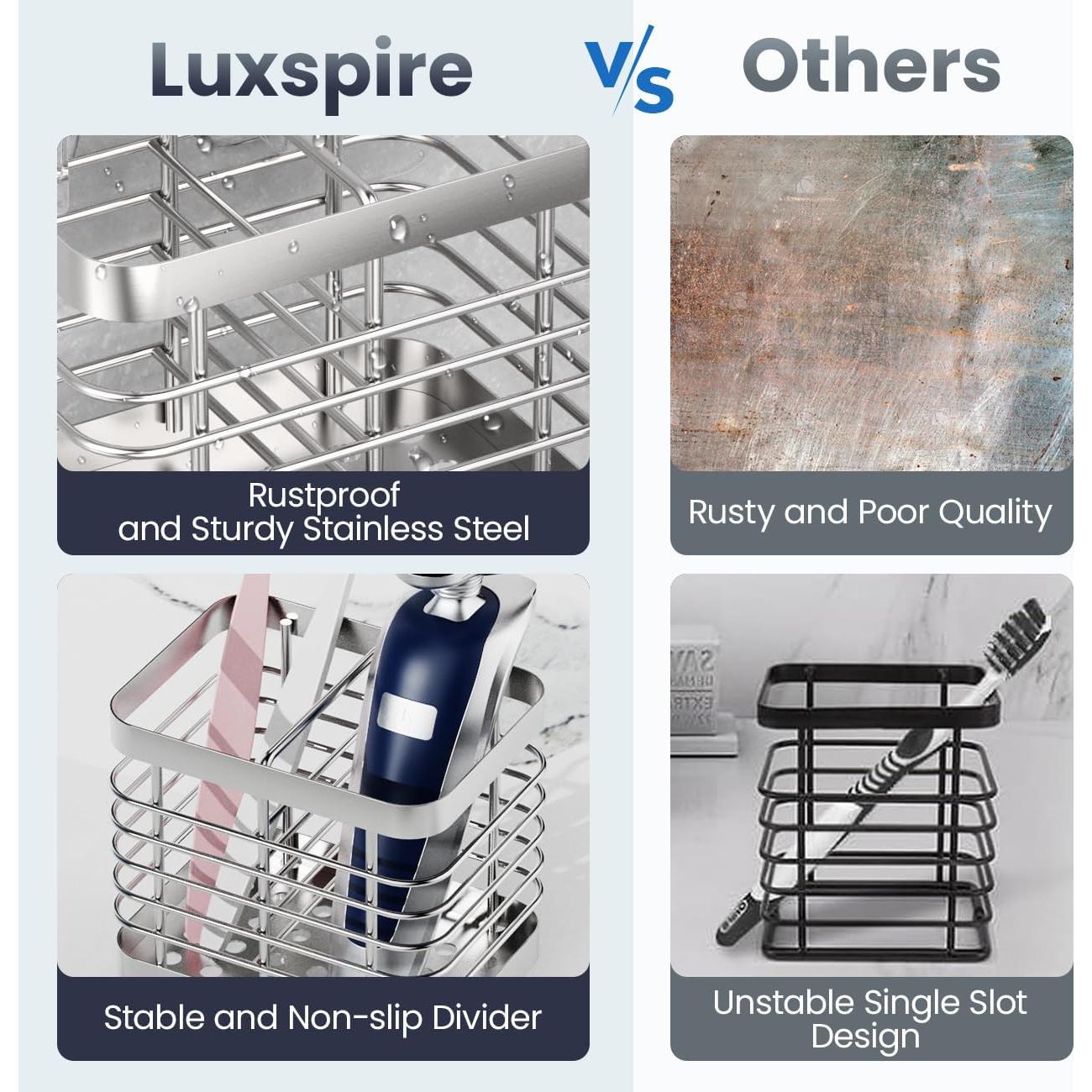 Soporte de Cepillos de Dientes Luxspire Acero Inoxidable 2 Ranuras