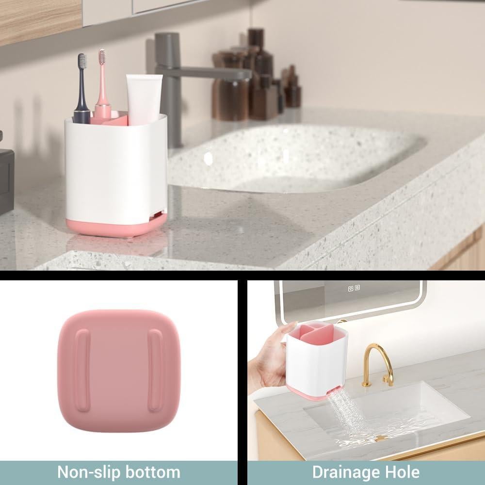 Soporte para Cepillos de Dientes CUEPAINT Rosa 3 Compartimentos