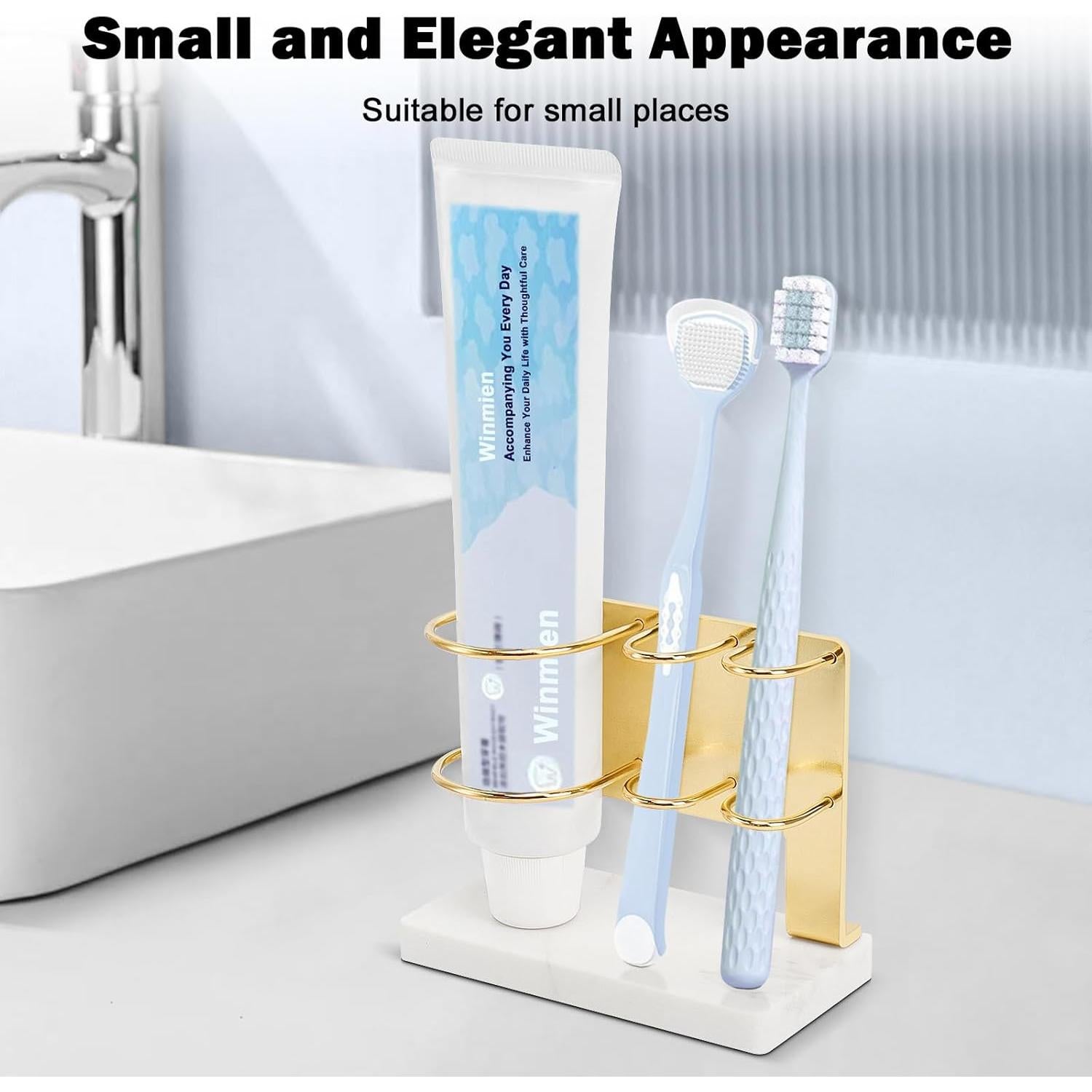 Soporte para Cepillos de Dientes Winmien Oro con Base de Mármol