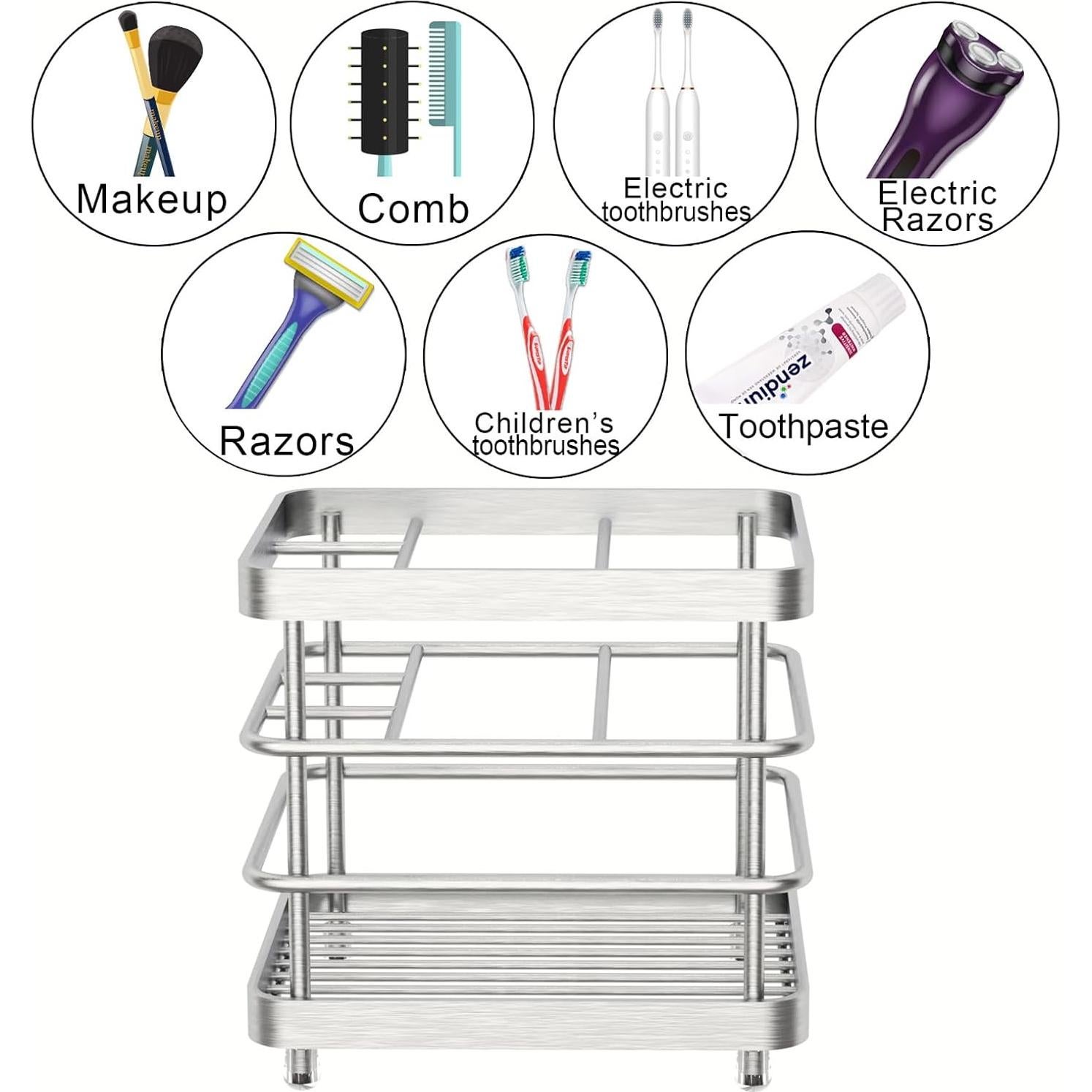 Soporte para Cepillos de Dientes WHALCHI Acero Inoxidable 5 Ranuras