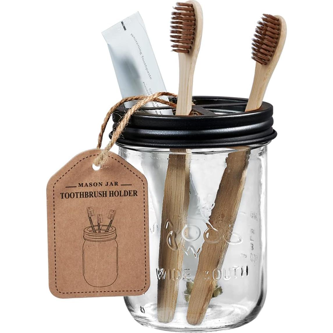 Soporte para Cepillos de Dientes SheeChung Vidrio Negro 3 Compartimentos