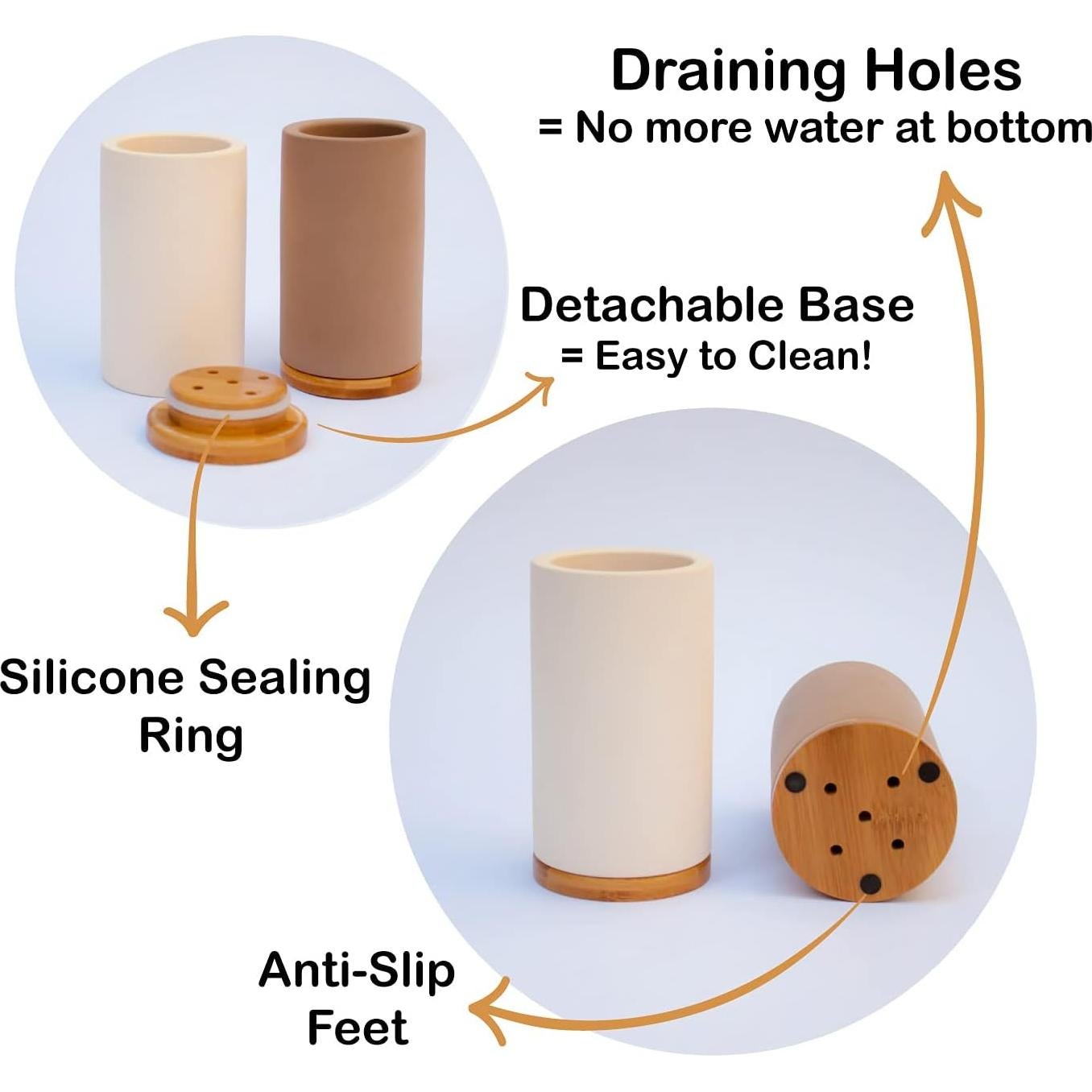 Soporte para Cepillos de Dientes Matani Bambú Diatomita Gris