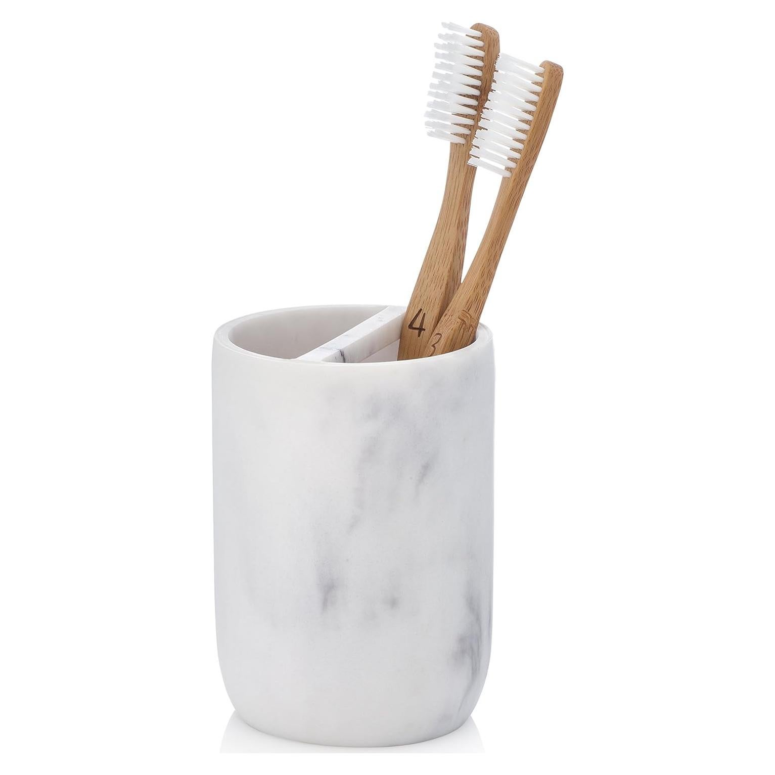 Soporte para Cepillos de Dientes Essentra Home Mármol Blanco