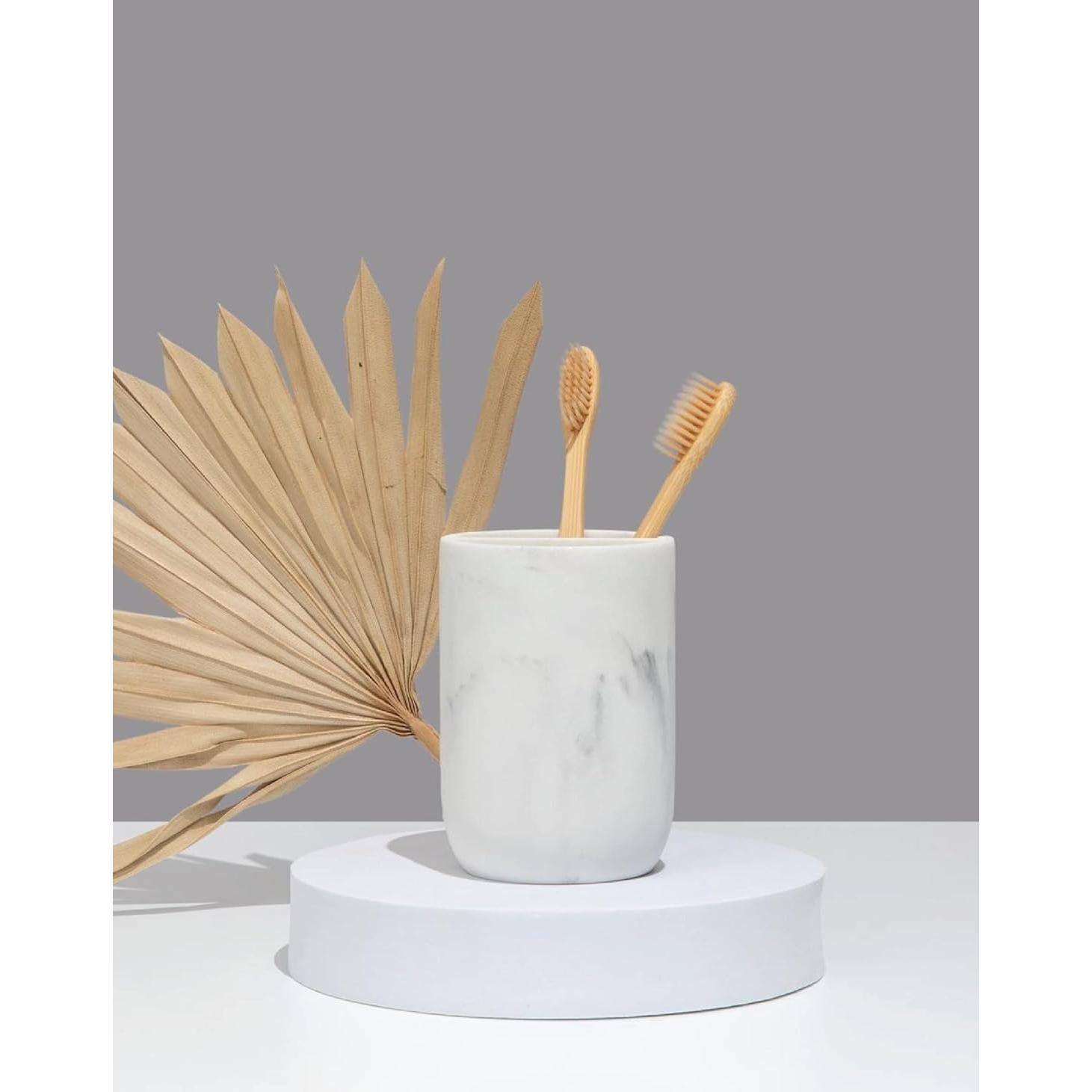 Soporte para Cepillos de Dientes Essentra Home Mármol Blanco