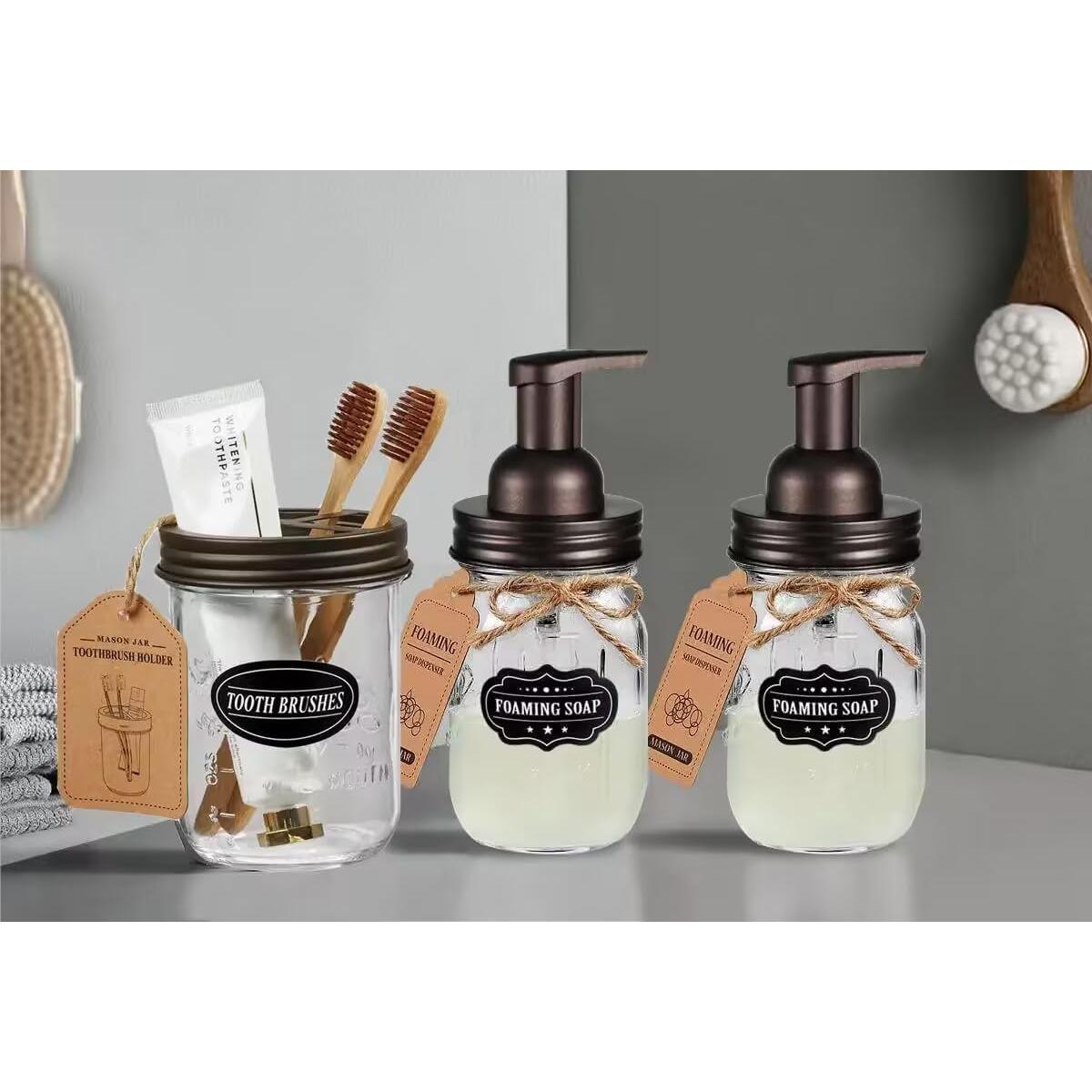 Soporte para Cepillos de Dientes Komashr con Frasco Mason 473ml