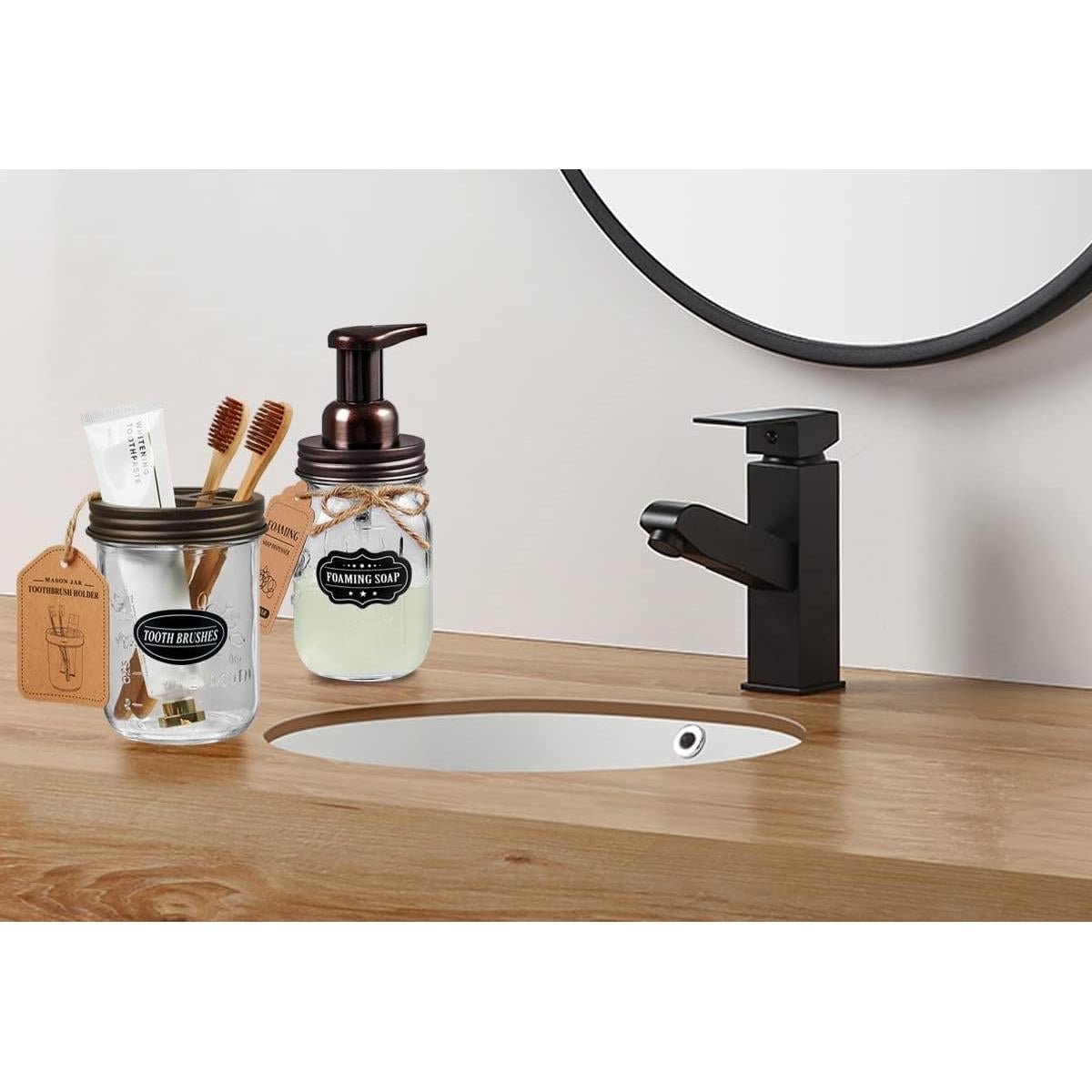 Soporte para Cepillos de Dientes Komashr con Frasco Mason 473ml