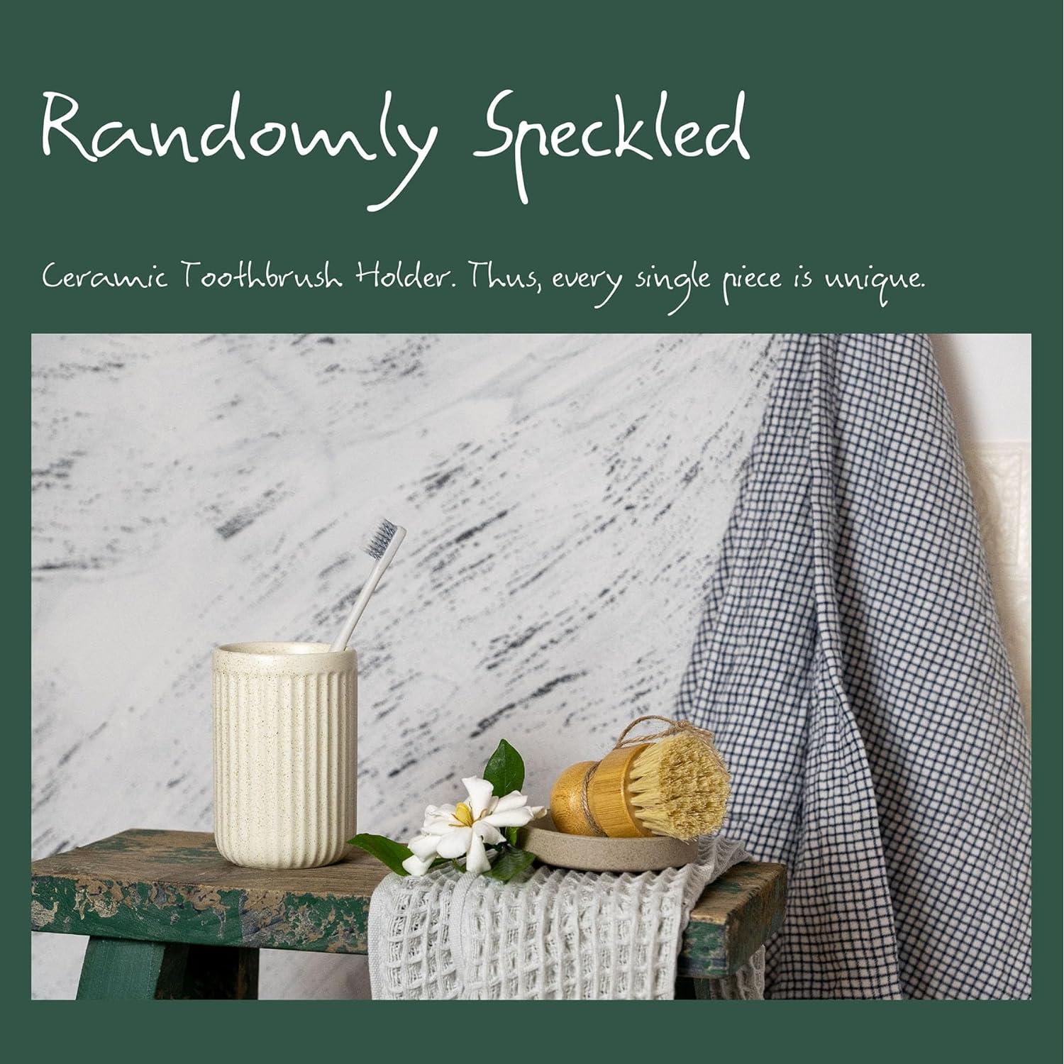 Portacepillos Cerámica Beige Manchado ABBI NIMO 7.1x10.4cm