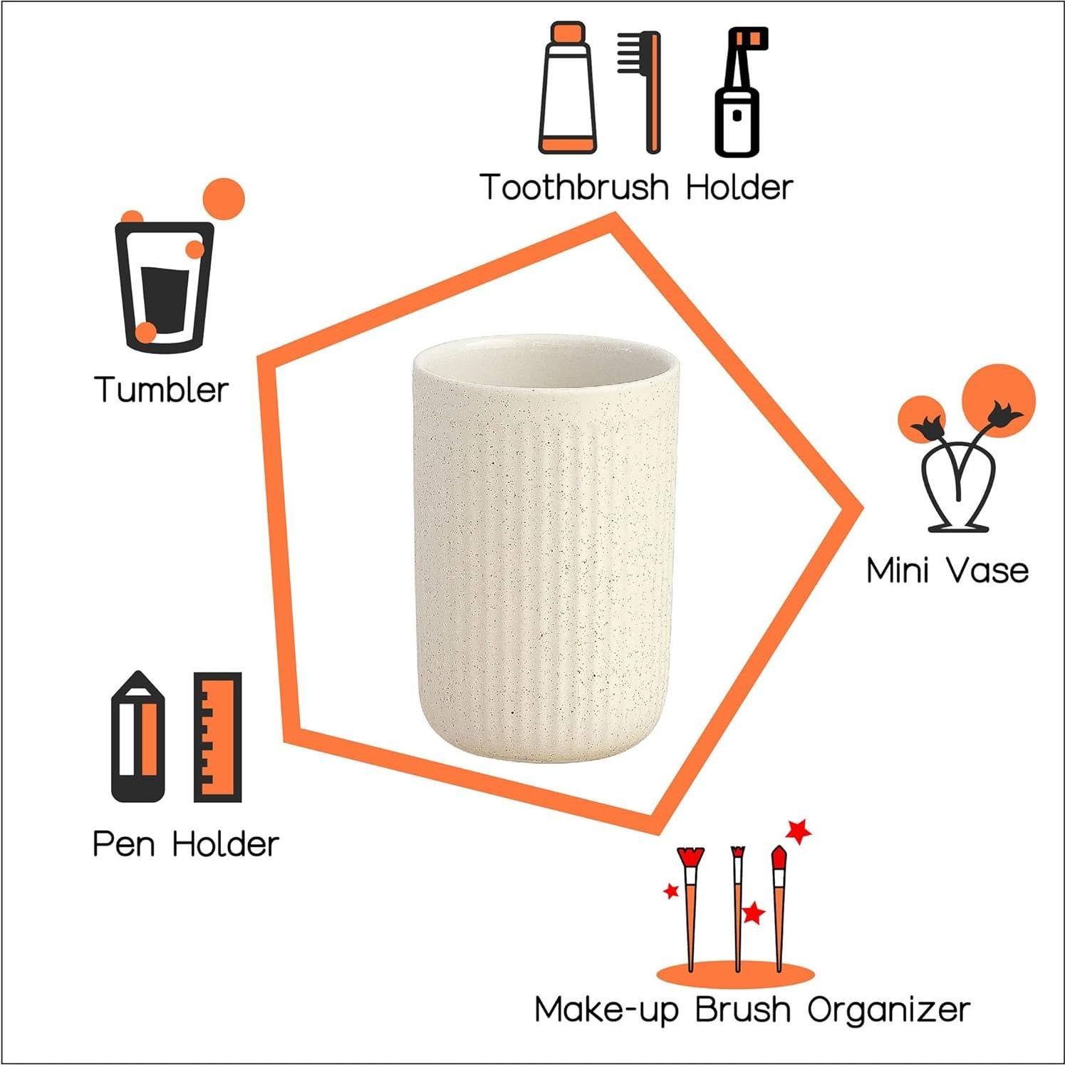 Portacepillos Cerámica Beige Manchado ABBI NIMO 7.1x10.4cm