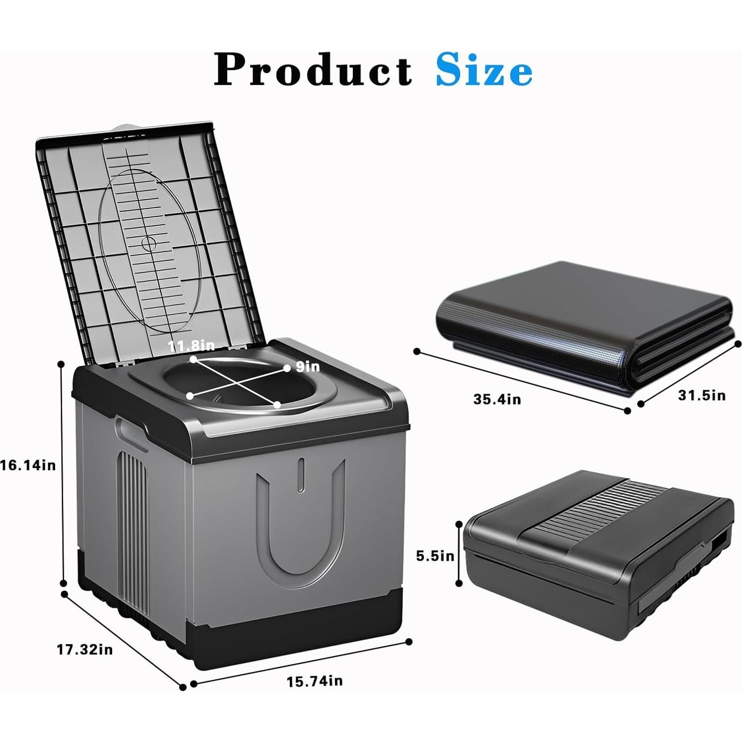 Inodoro Portátil GLXPJU XXXL Camping 43.9x40.6x40.6 cm