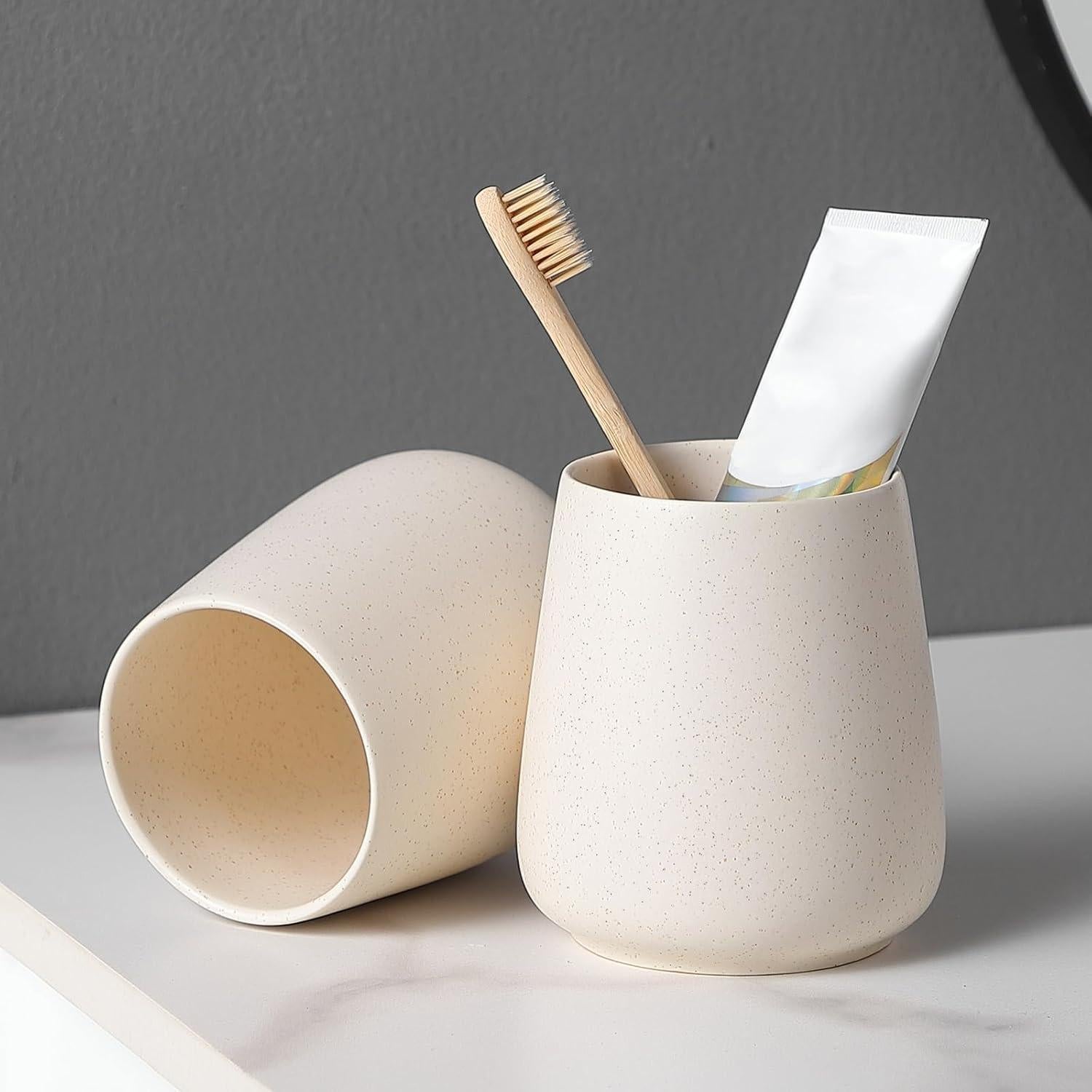 Soporte de Cepillo de Dientes Cerámica Eyrozia Beige Mate