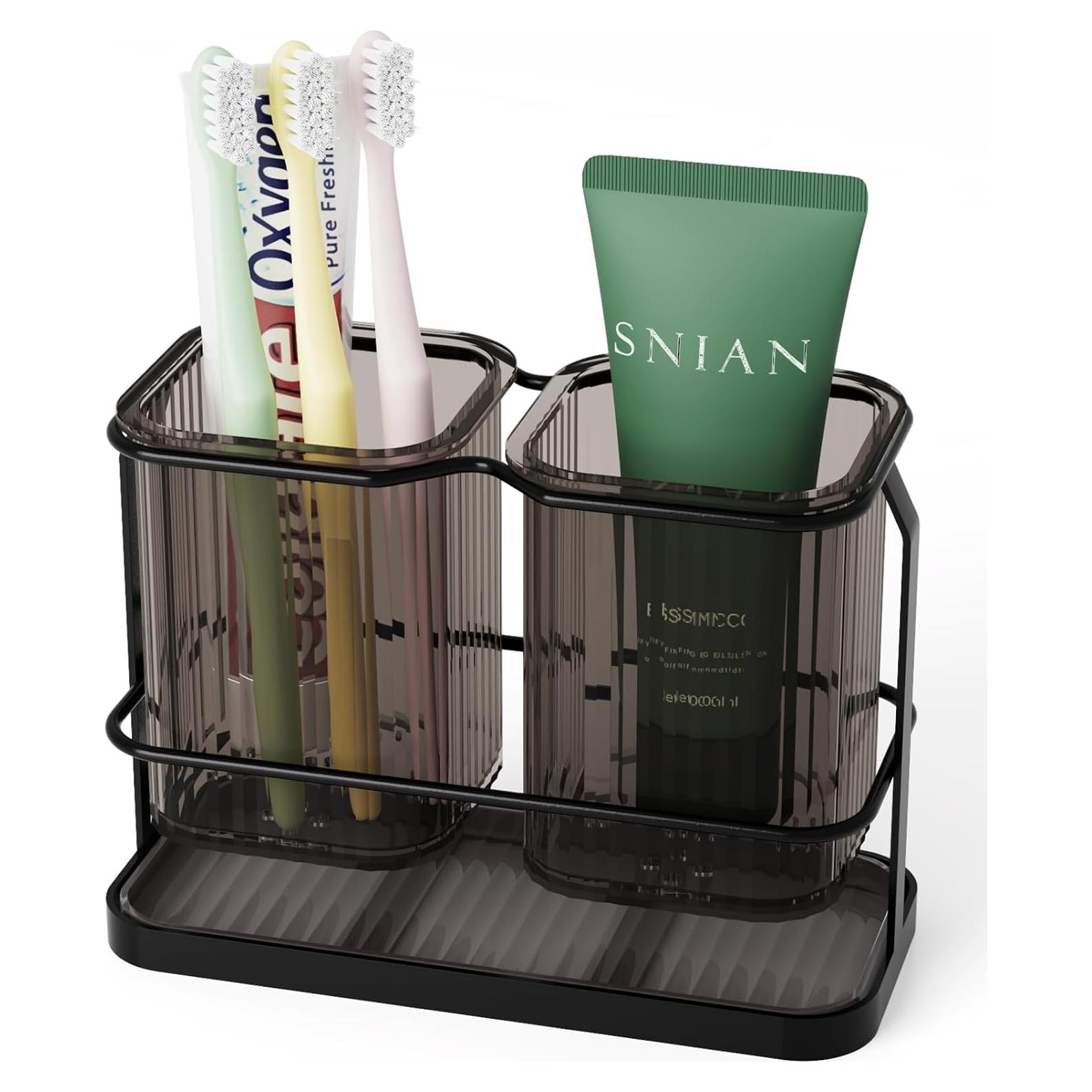 Soporte para Cepillos de Dientes VACONICO Negro 2 Tazas