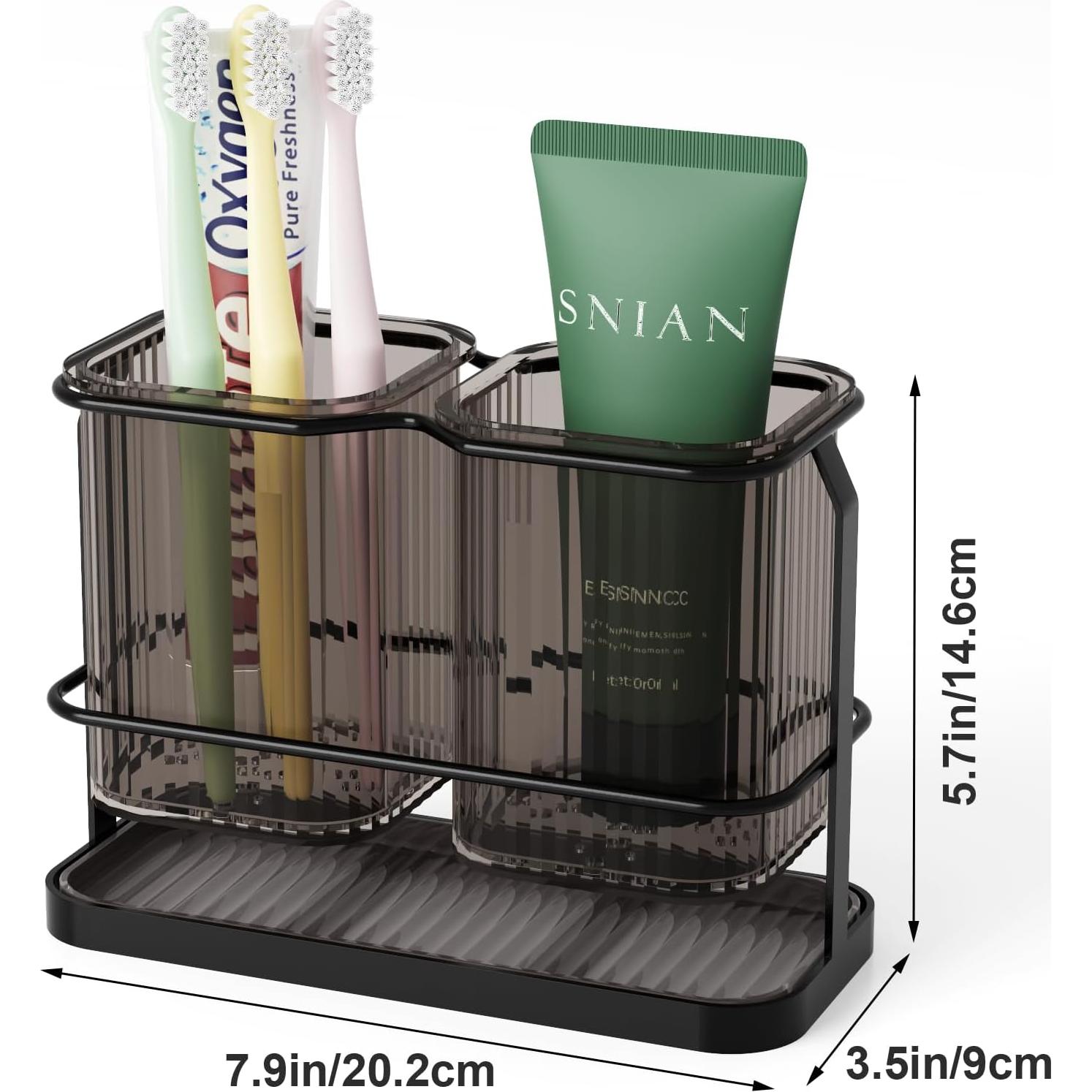 Soporte para Cepillos de Dientes VACONICO Negro 2 Tazas