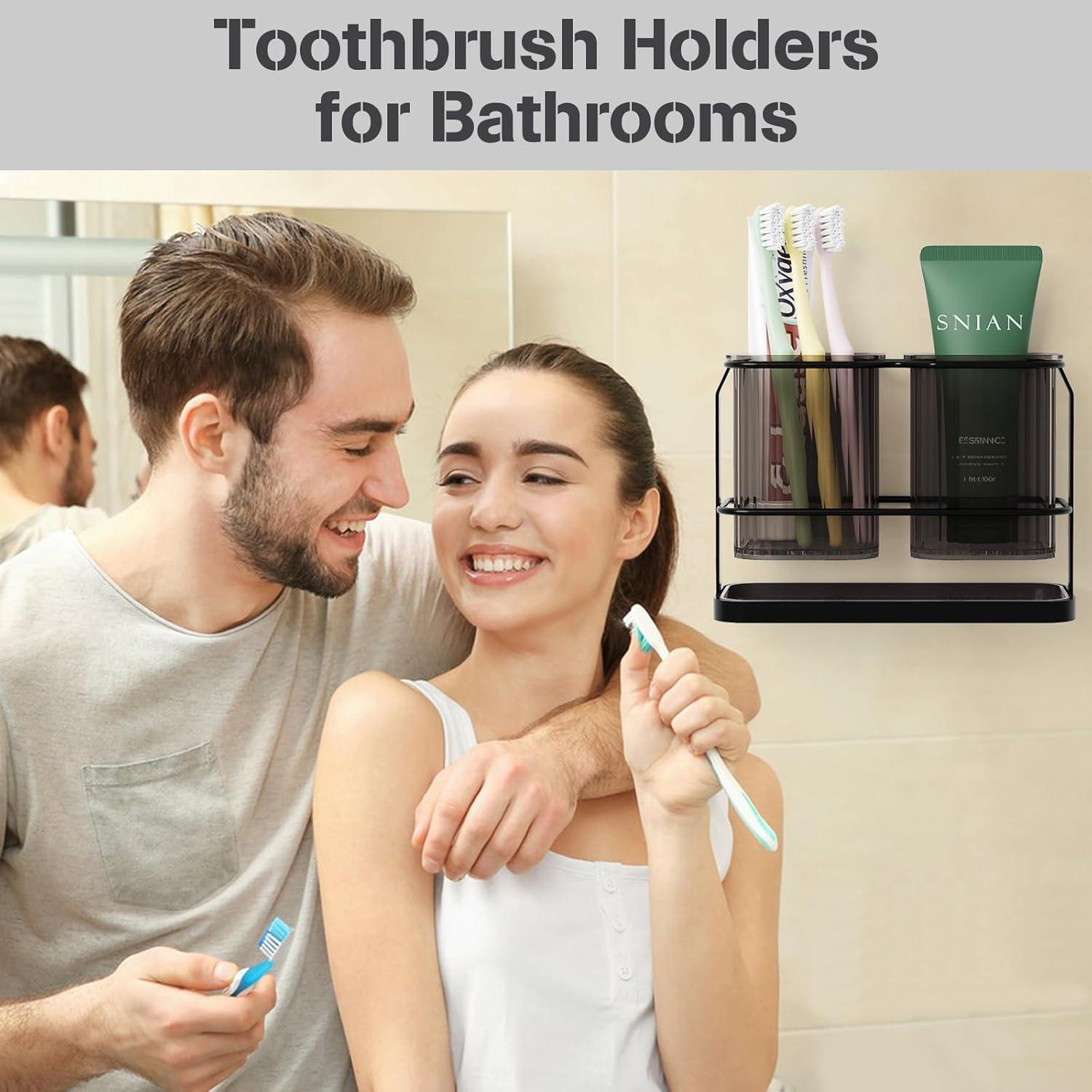 Soporte para Cepillos de Dientes VACONICO Negro 2 Tazas