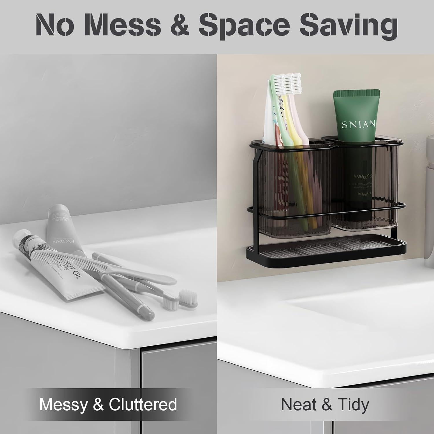 Soporte para Cepillos de Dientes VACONICO Negro 2 Tazas