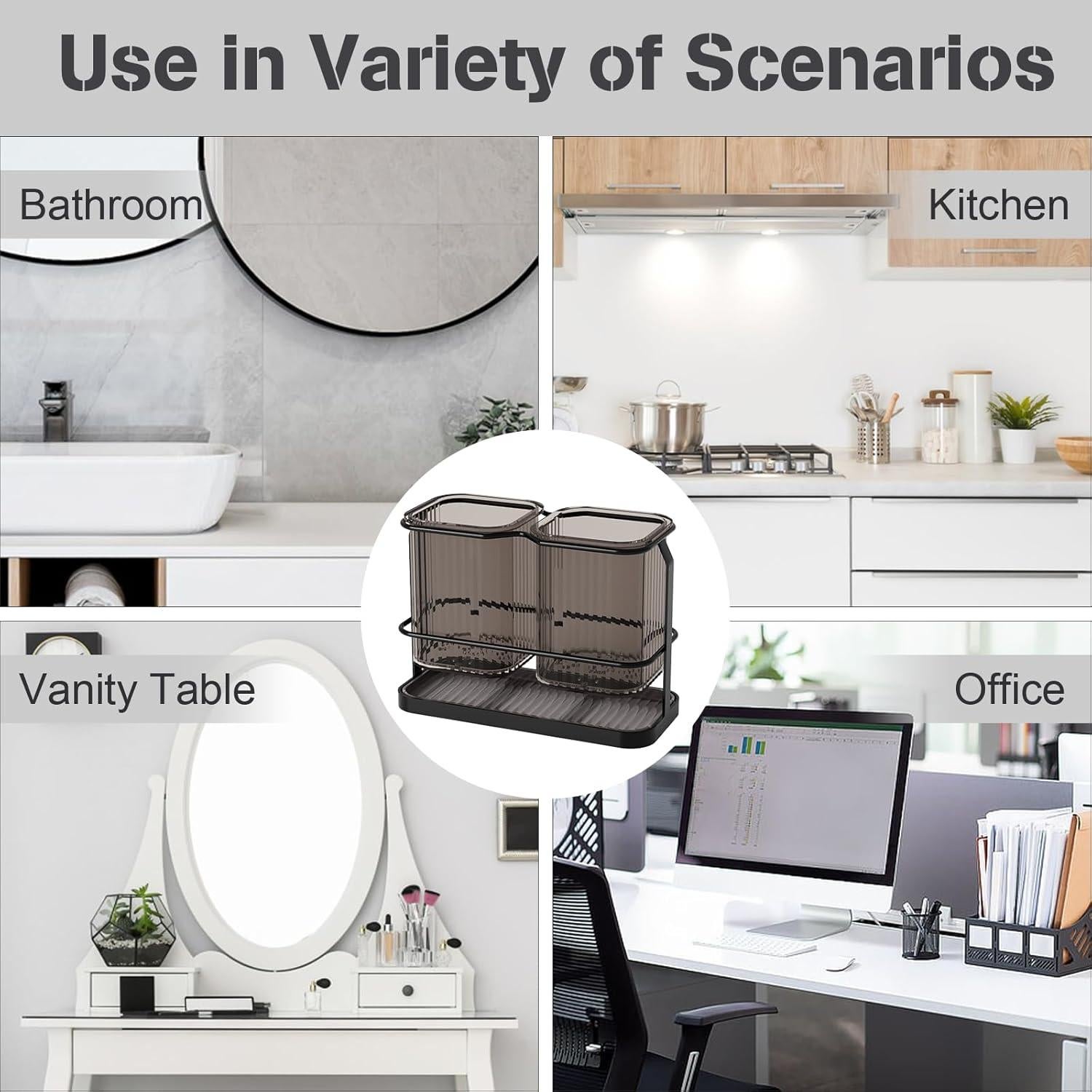 Soporte para Cepillos de Dientes VACONICO Negro 2 Tazas