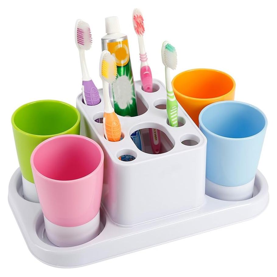 Organizador de Baño Eslite con Soporte para Cepillos 4 Tazas