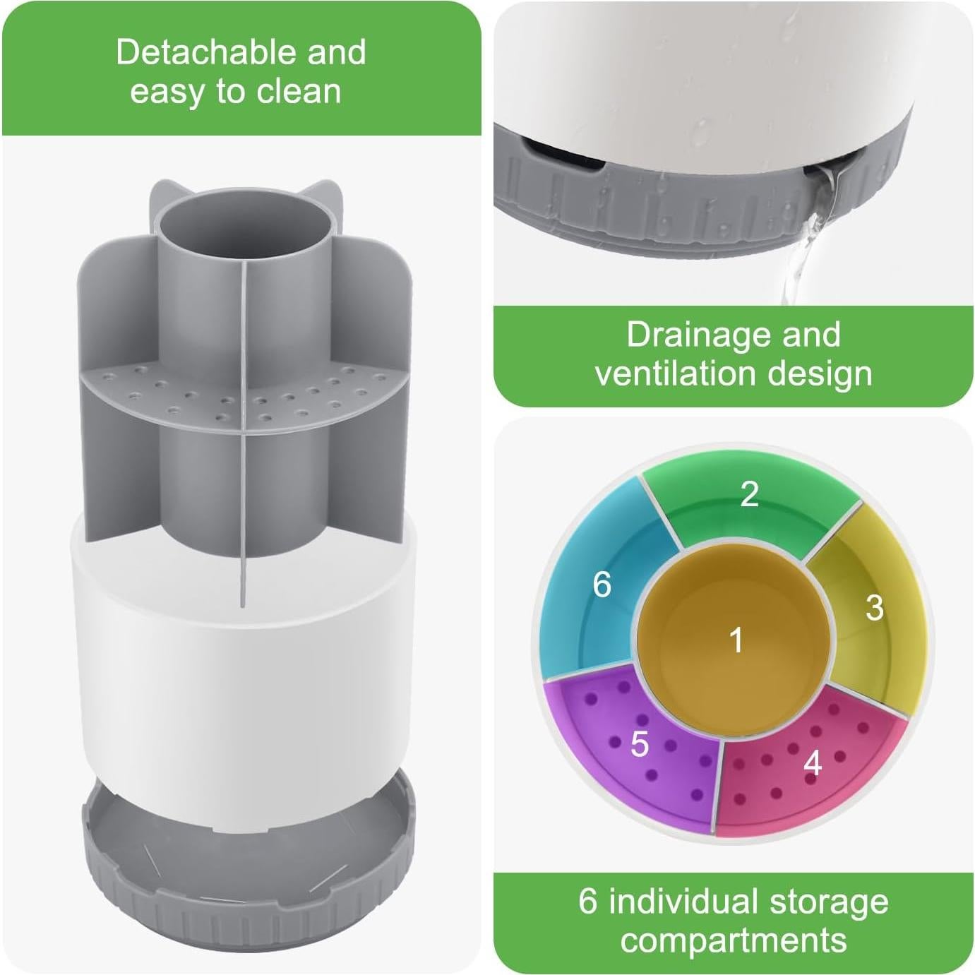 Soporte Rotatorio Blanco para Cepillos de Dientes GFWARE