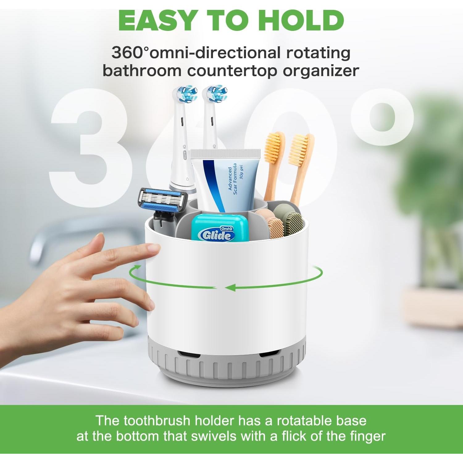 Soporte Rotatorio Blanco para Cepillos de Dientes GFWARE