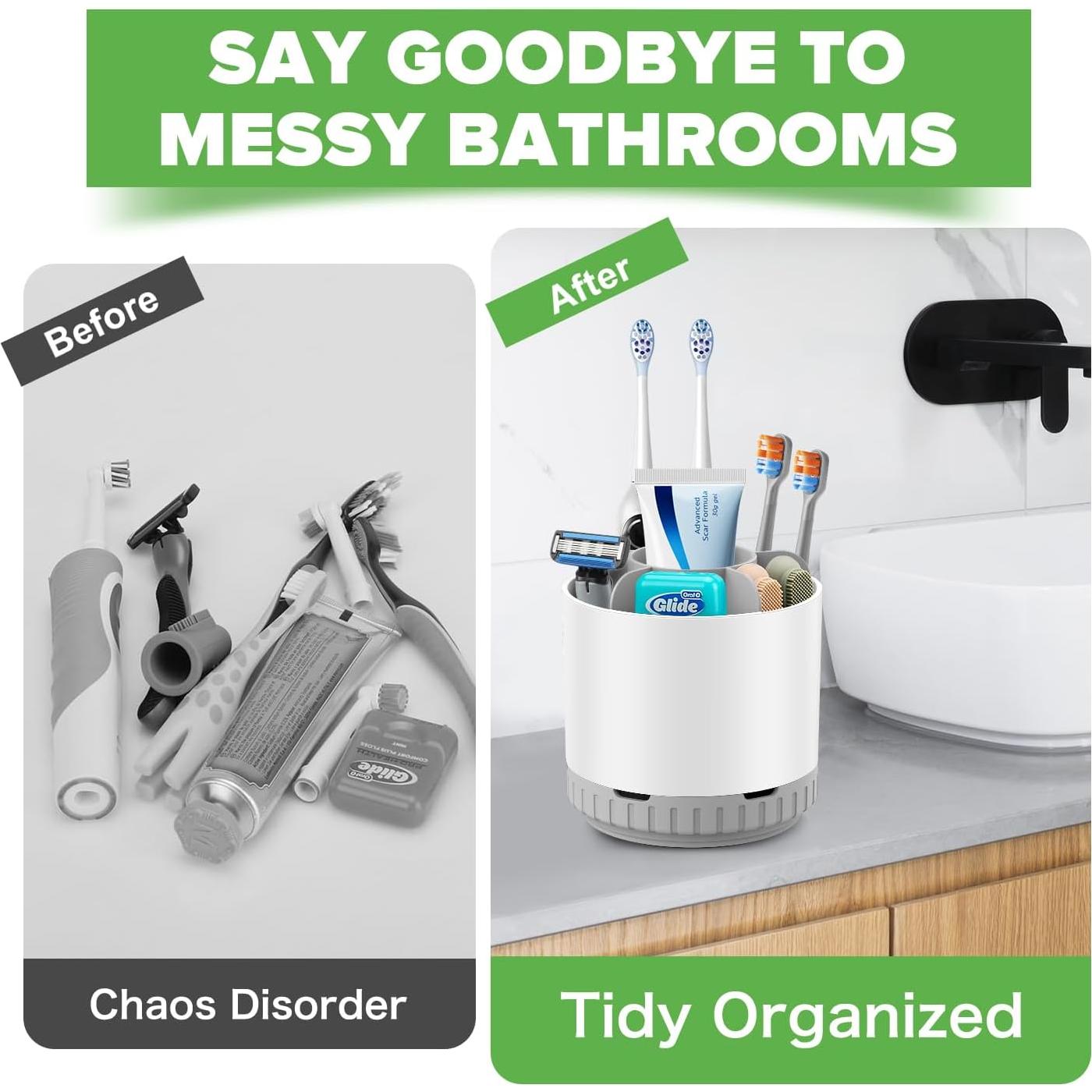 Soporte Rotatorio Blanco para Cepillos de Dientes GFWARE