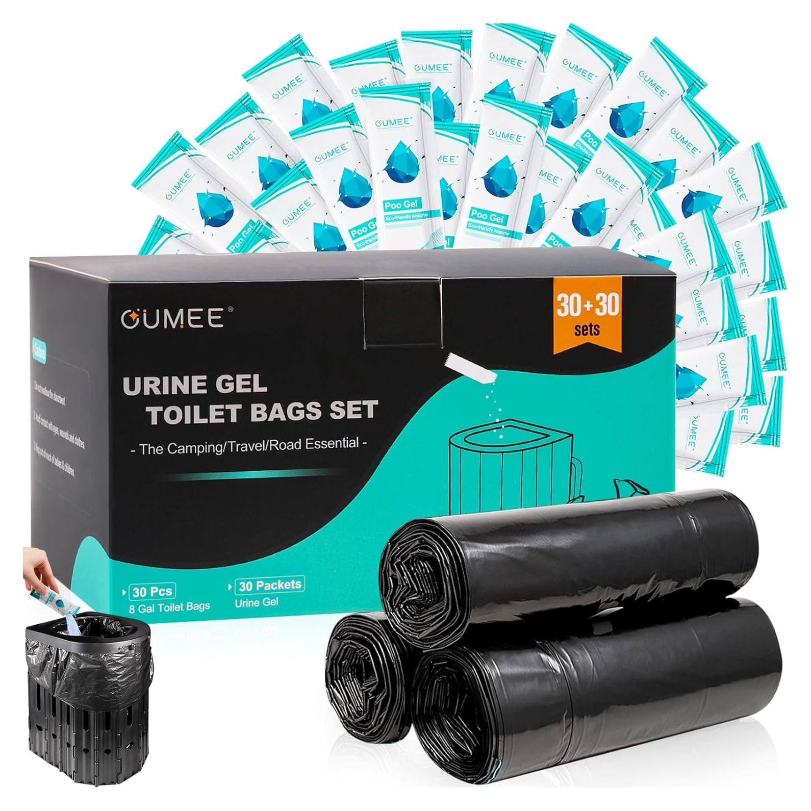 Bolsas para Inodoro Portátil OUMEE 60 Piezas 8 Galones