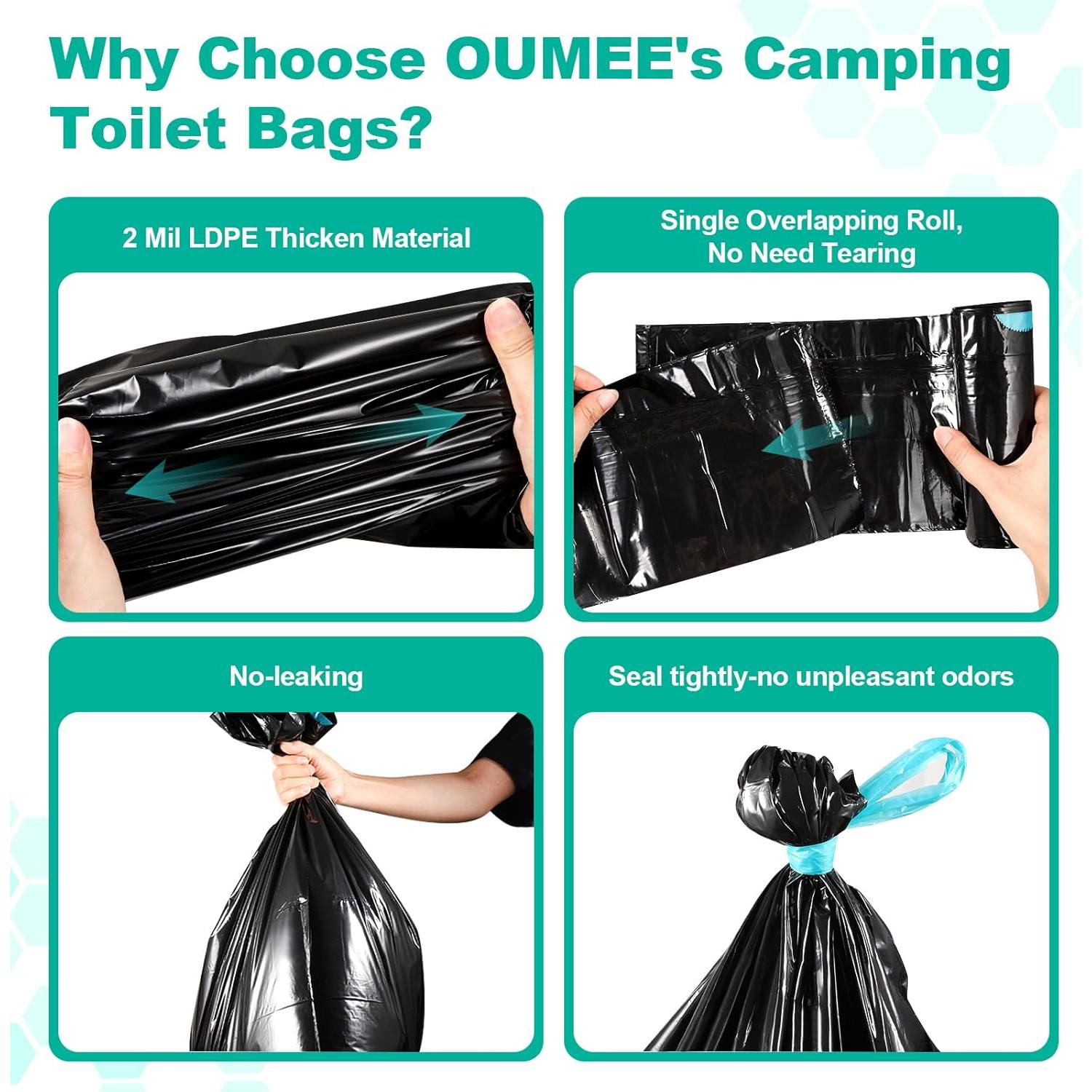 Bolsas para Inodoro Portátil OUMEE 60 Piezas 8 Galones