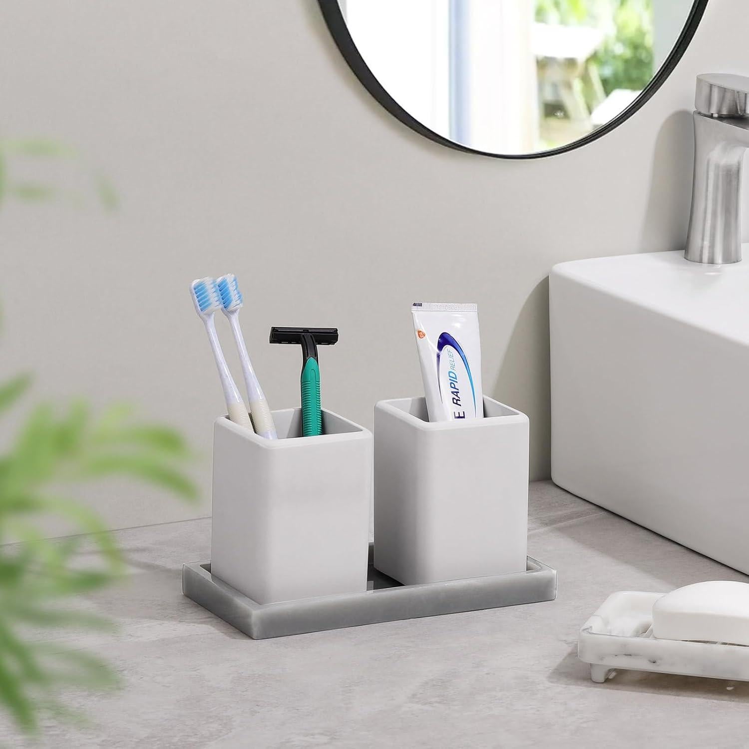 Soporte para Cepillos de Dientes Luxspire 2 PCS Gris Claro