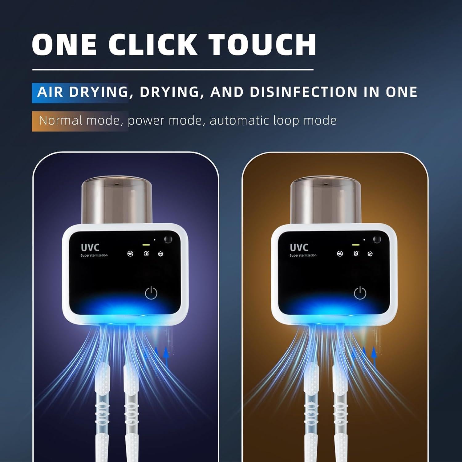 Limpiador de Cepillos de Dientes GFBEBDV 3 Pasos LED Montado en Pared