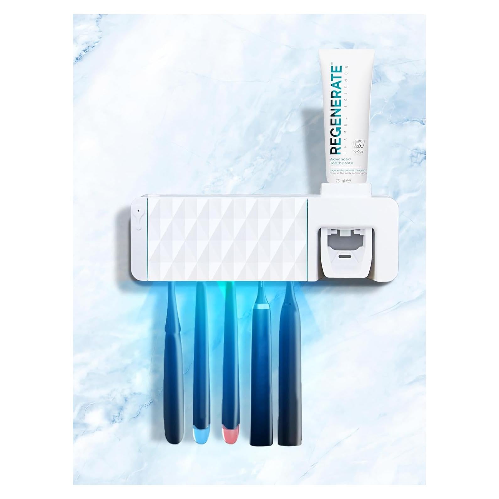 Soporte para Cepillos de Dientes OVAS HOO con Dispensador Blanco