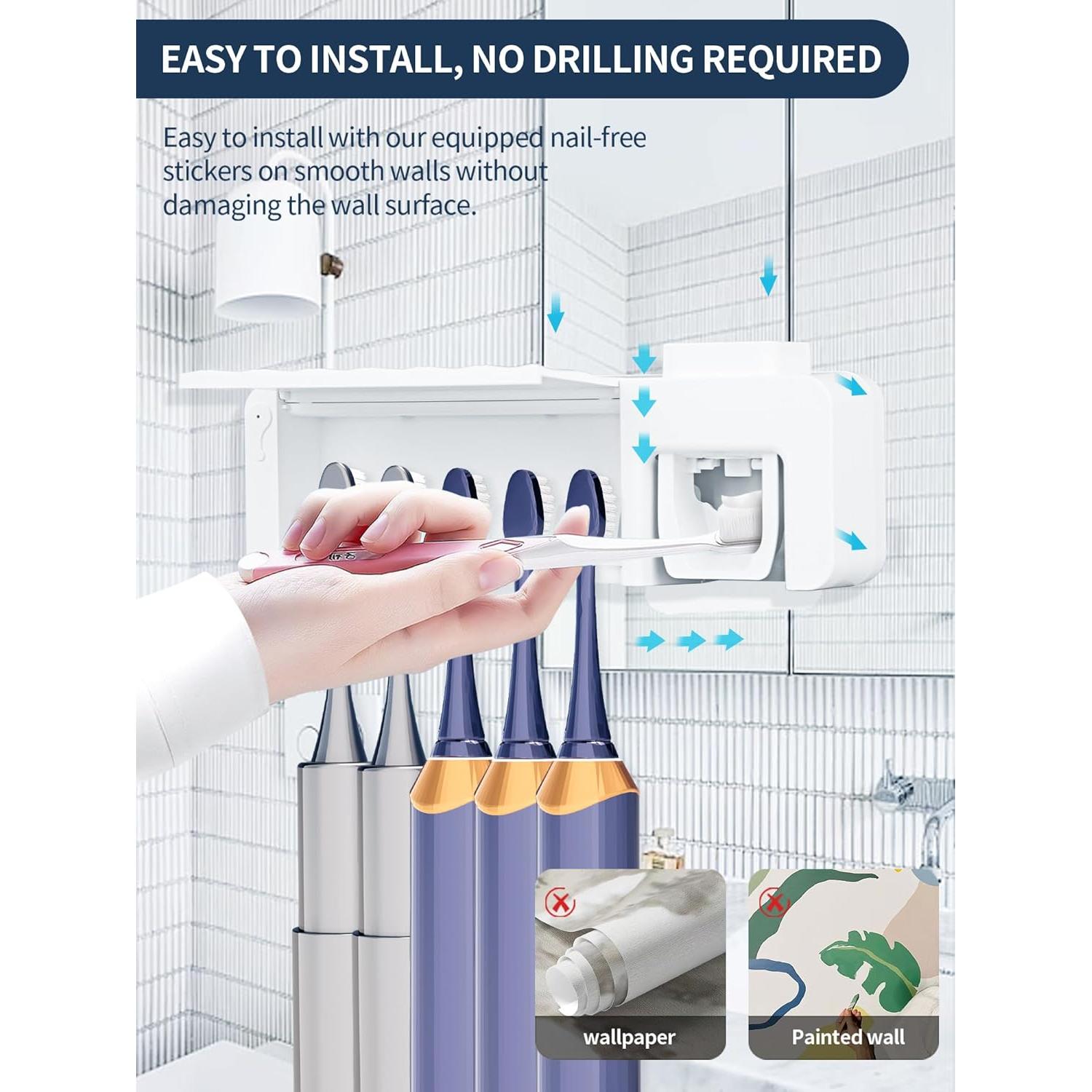 Soporte para Cepillos de Dientes OVAS HOO con Dispensador Blanco